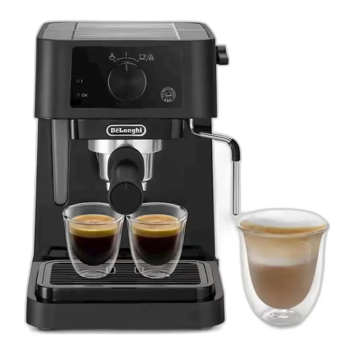 DELONGHI Aparat za kafu EC235.BK, Pjenjača za mlijeko, Priprema espressa, Kompaktan dizajn, Držač za šalice do 110mm