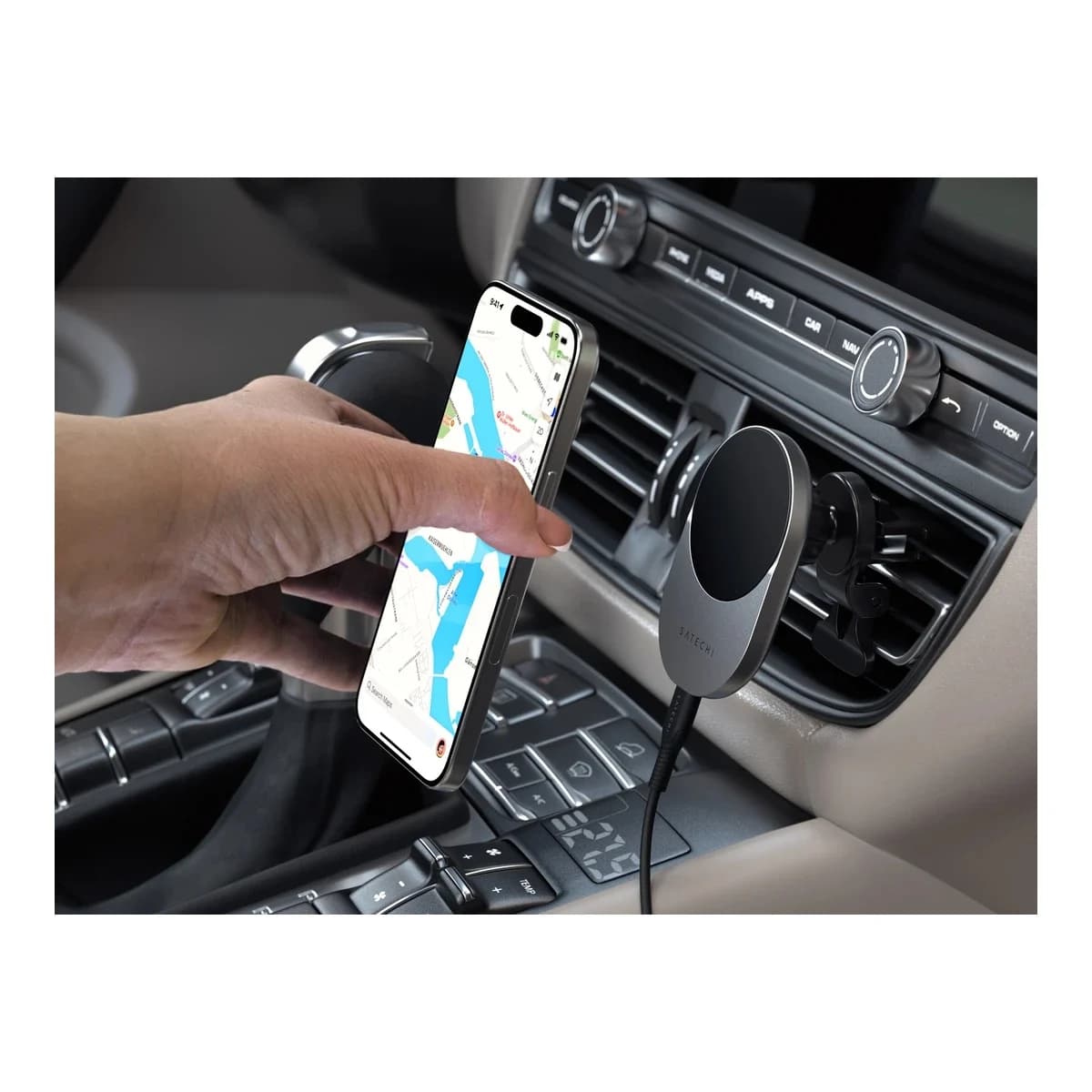 Satechi Qi2 Wireless Car Charger - Space Gray 15W MagSafe