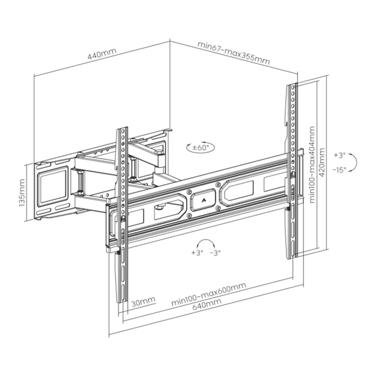SBOX PLB-3646-2 TV Nosač 37-80" do 40kg VESA 600x400