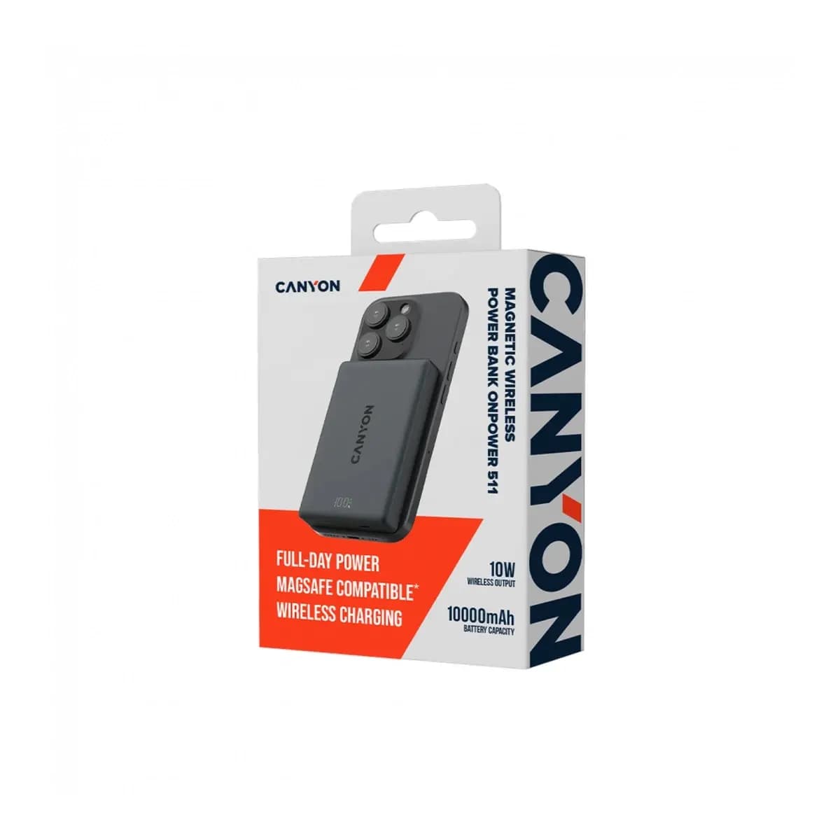 Canyon OnPower 511 10000mAh PD 20W Magnetic Power Bank Black