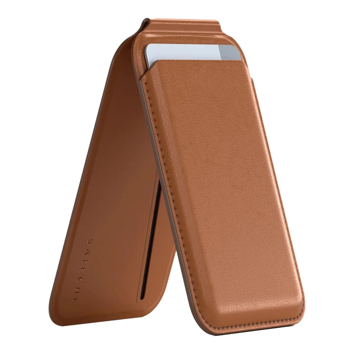 Satechi Vegan-Leather Magnetic Wallet Stand (iPhone 12/13/14/15 all models) - Brown