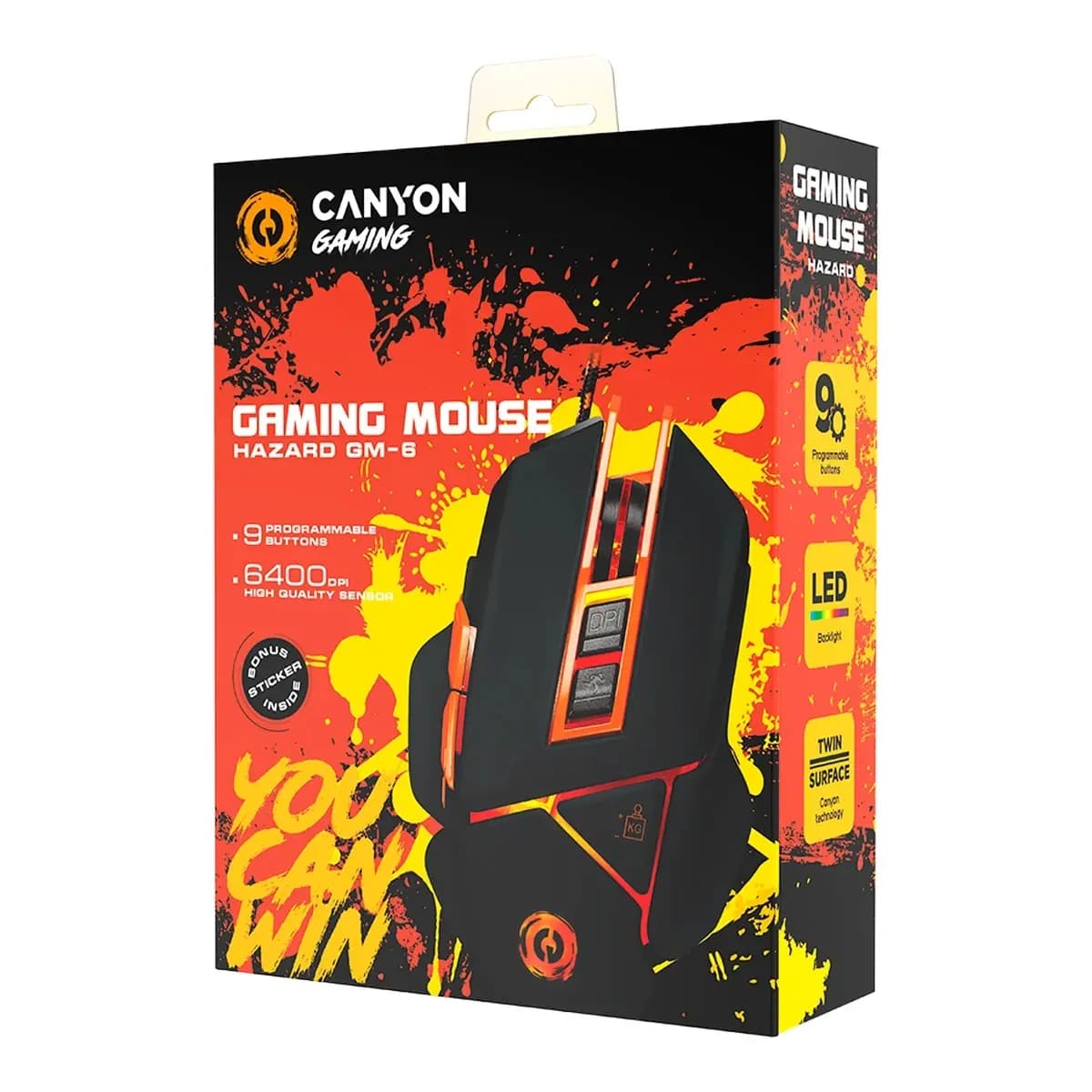 CANYON Hazard GM-6 Gaming Miš LED Wired Black Orange