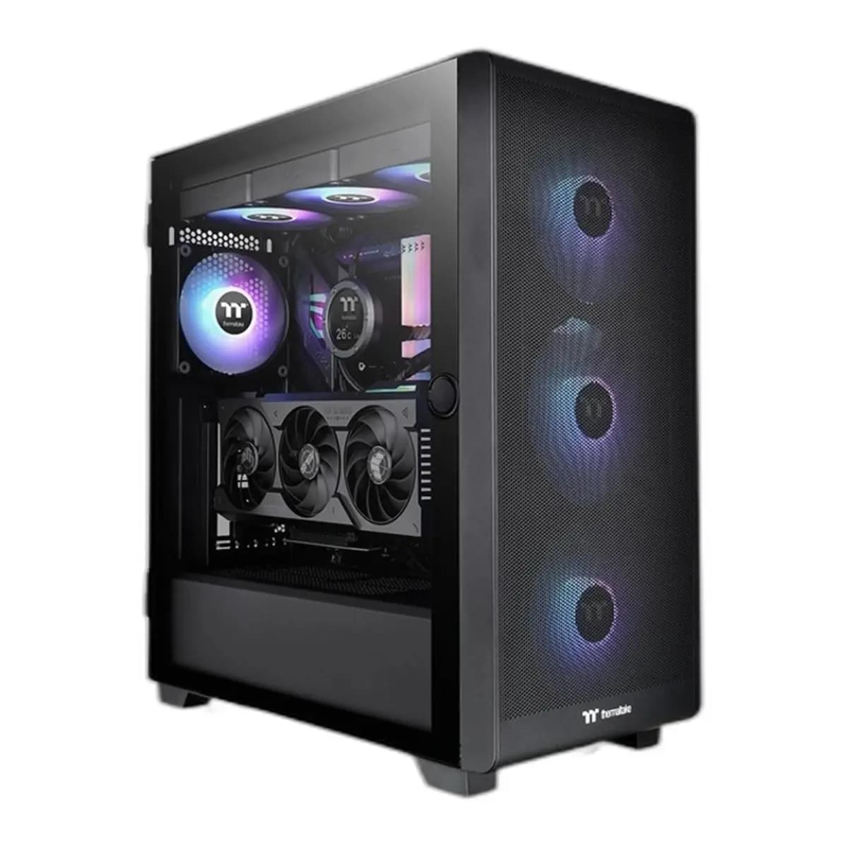 THERMALTAKE Kuciste S250 TG ARGB, Mid Tower, Crno, Mesh Front, 4x ARGB Fans, Tempered Glass