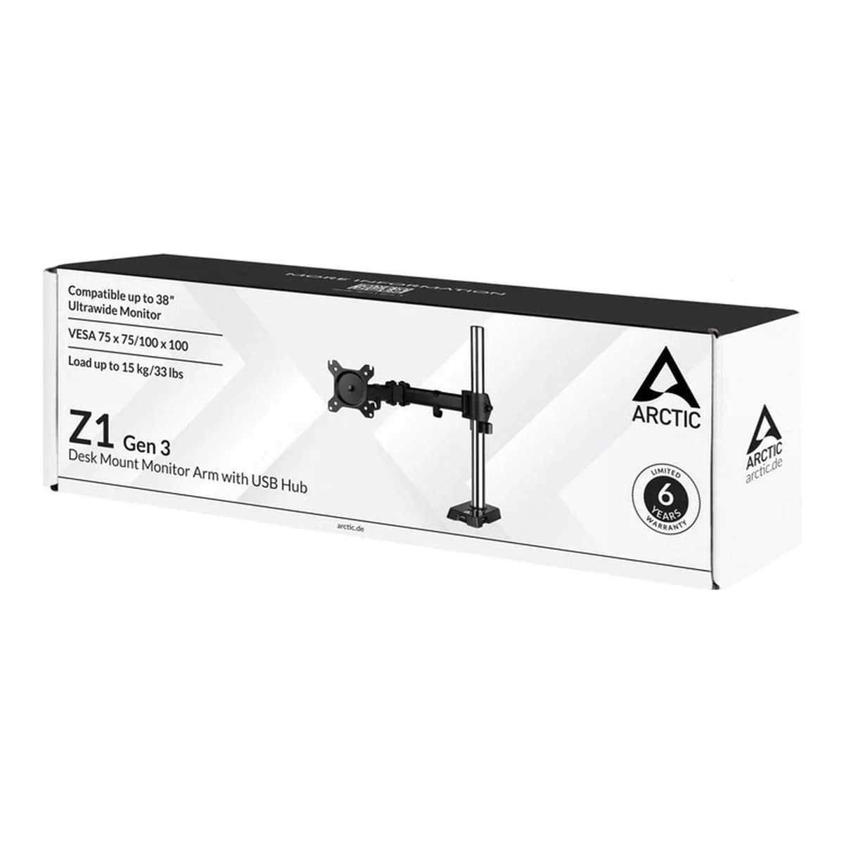 ARCTIC Hladnjak Z1 Gen 3 (Matt Black) USB Hub, Monitor Arm