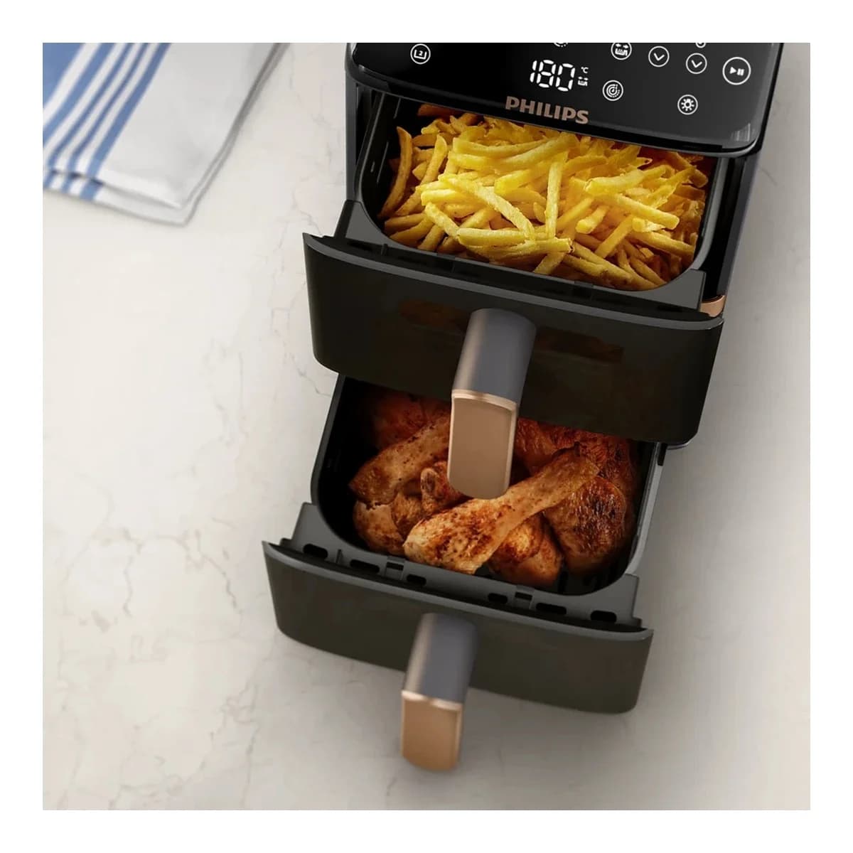 PHILIPS Friteza na vrući zrak NA462/70, Dual Basket, Vertikalna, Dvostruka košara