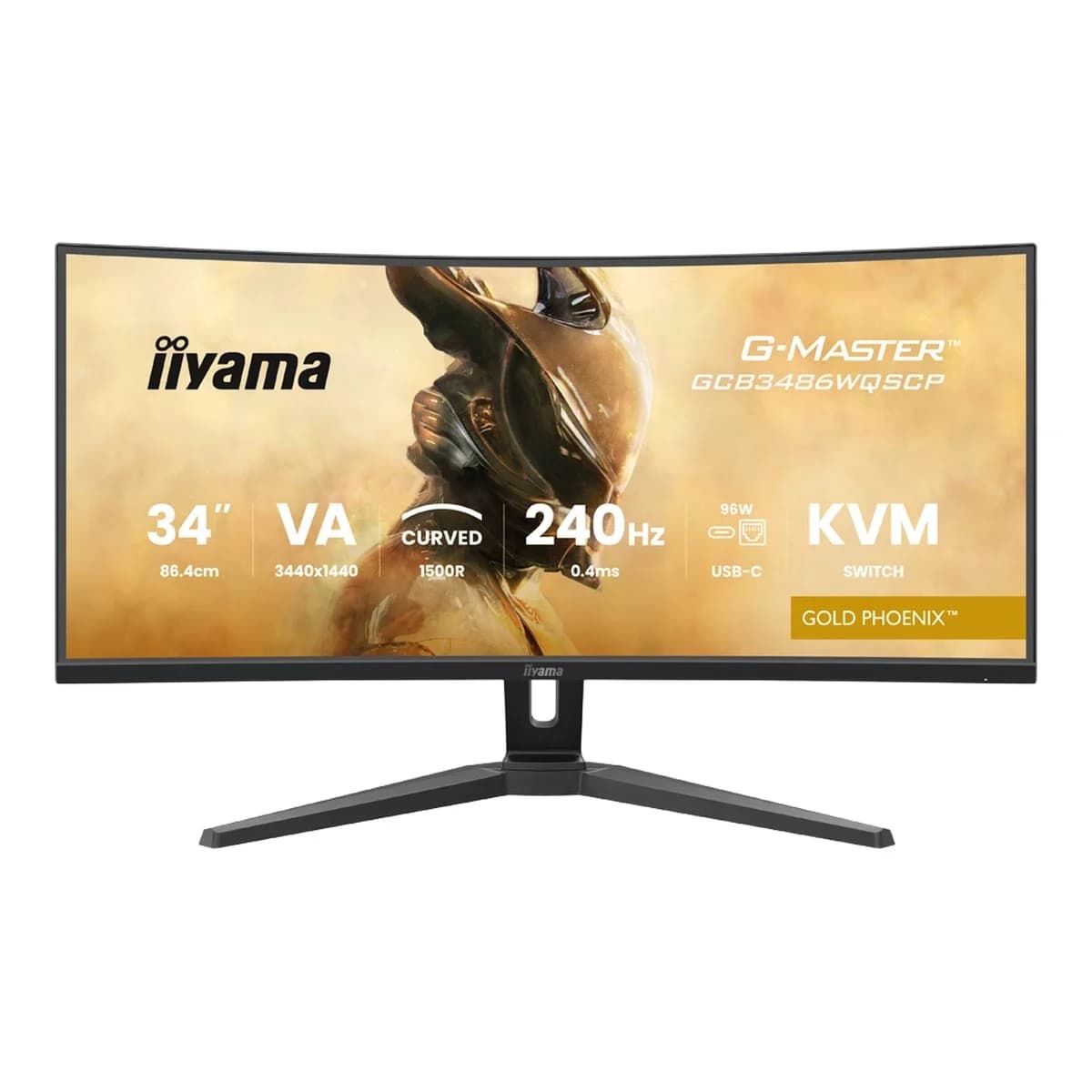 IIYAMA Monitor Gaming GCB3486WQSCP-B1 G-Master Gold Phoenix 34" UWQHD, VA Panel, 240Hz, 0.4ms, Zakrivljeni, USB-C Dock, HDR400, FreeSync Premium