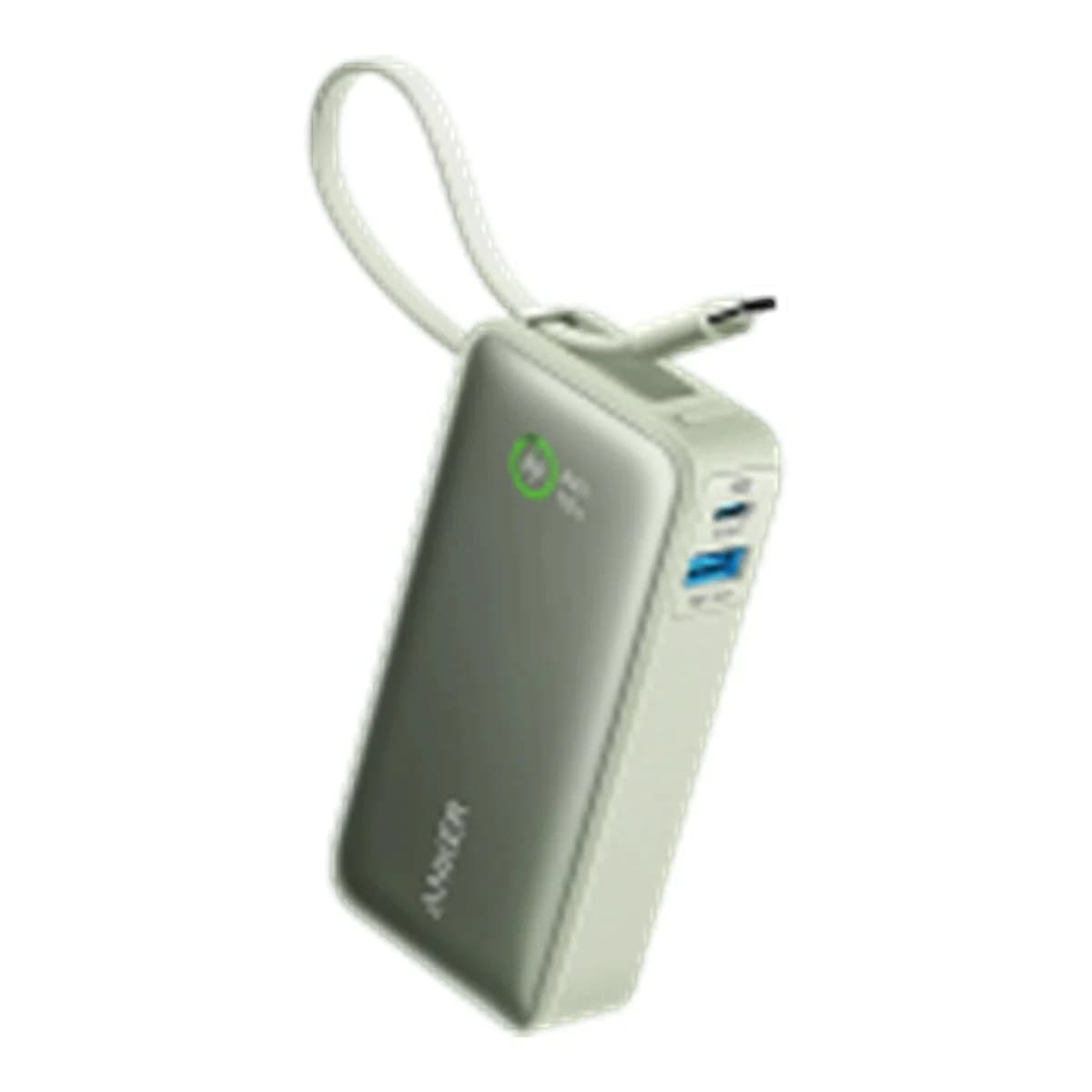 ANKER Power Bank Nano 10000mAh, 30W, Built-In USB-C Cable, Green