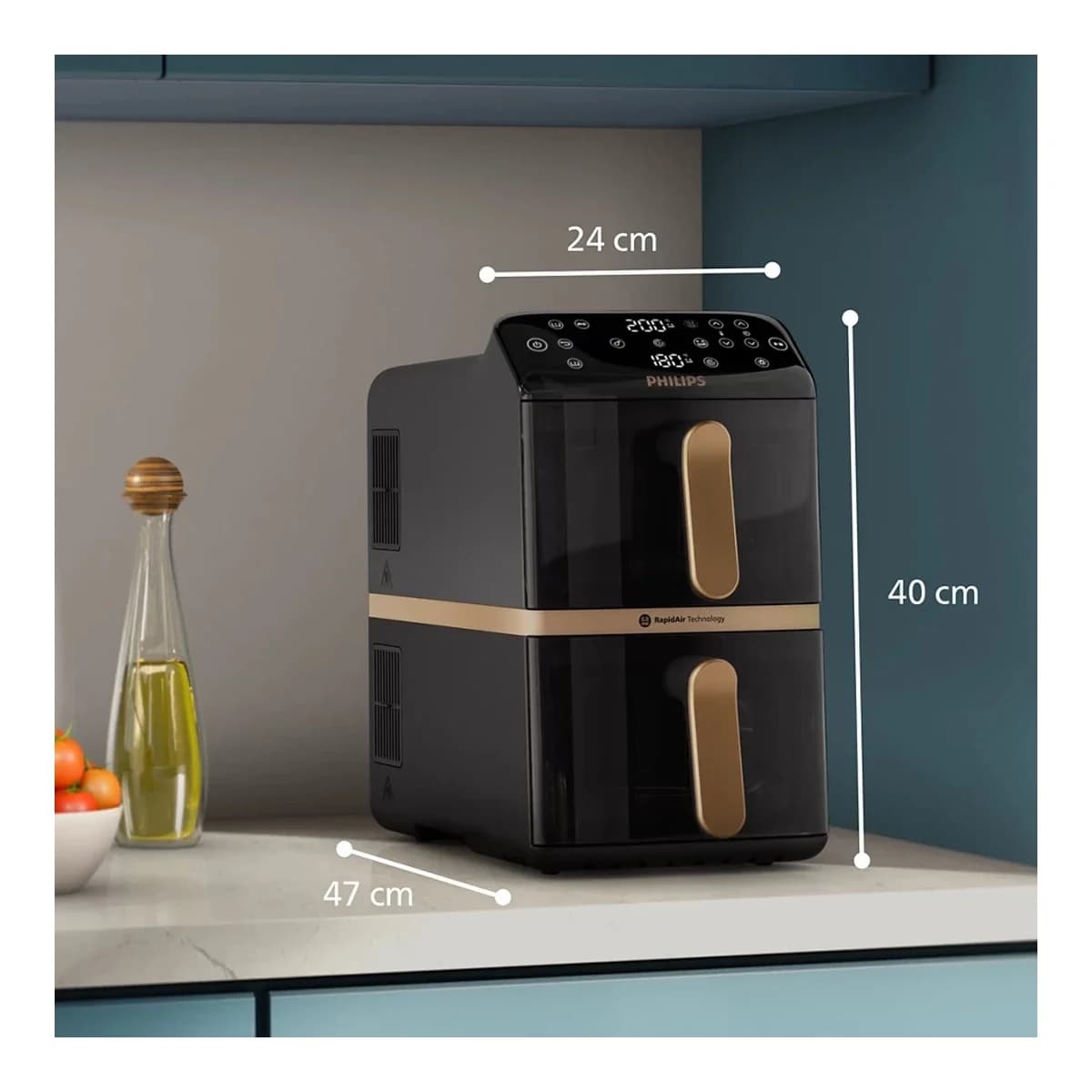 PHILIPS Friteza na vrući zrak NA462/70, Dual Basket, Vertikalna, Dvostruka košara