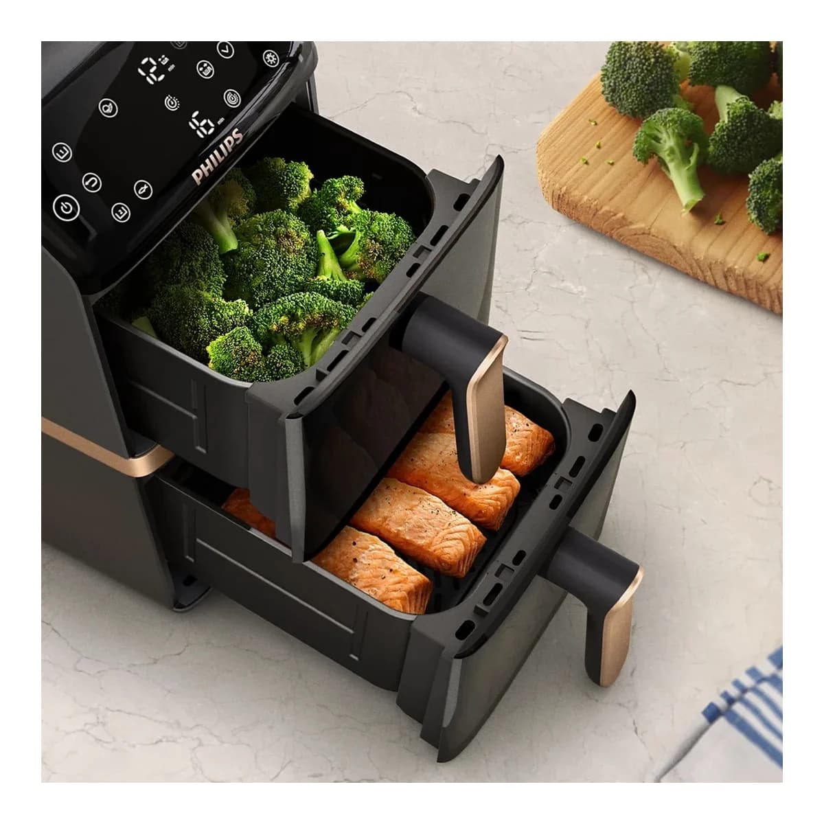 PHILIPS Friteza na vrući zrak NA462/70, Dual Basket, Vertikalna, Dvostruka košara