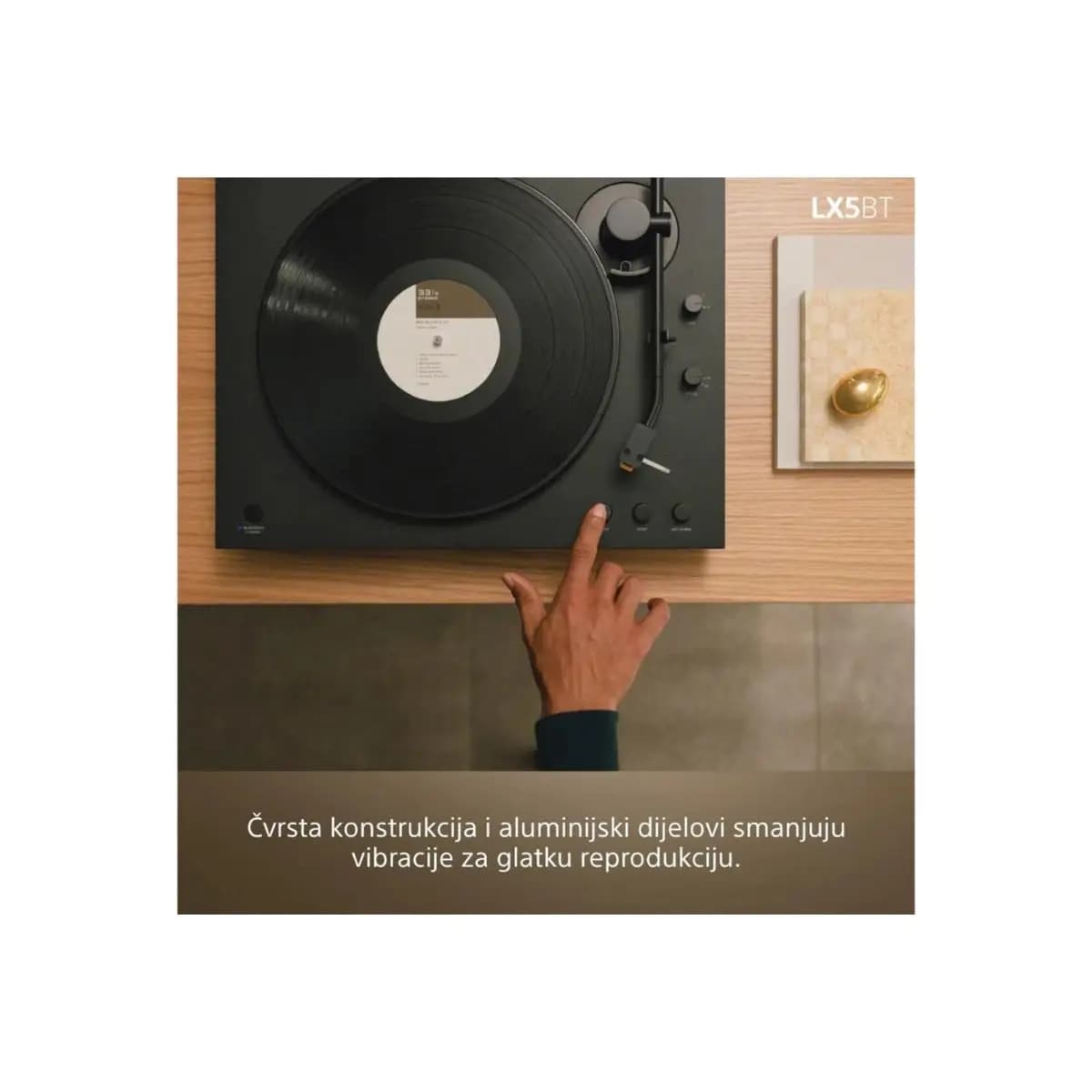 SONY Gramofon PSLX5BT, Bluetooth, aptX Adaptive, Hi-Res Wireless Audio, 33-1/3 i 45 ok./min.