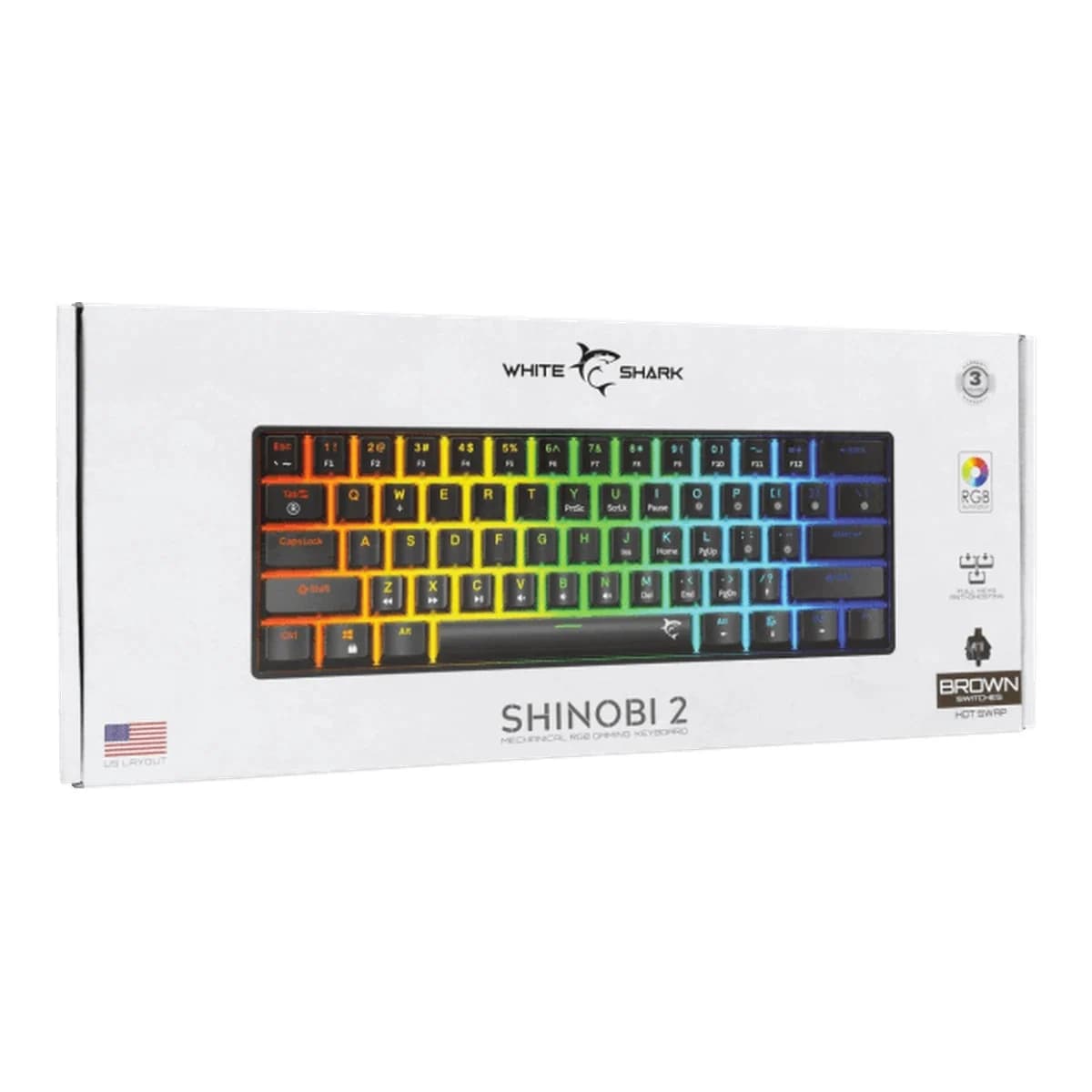 White Shark TASTATURA GK-004131 SHINOBI-2 Crna - Mehanicka / US- BROWN SW.