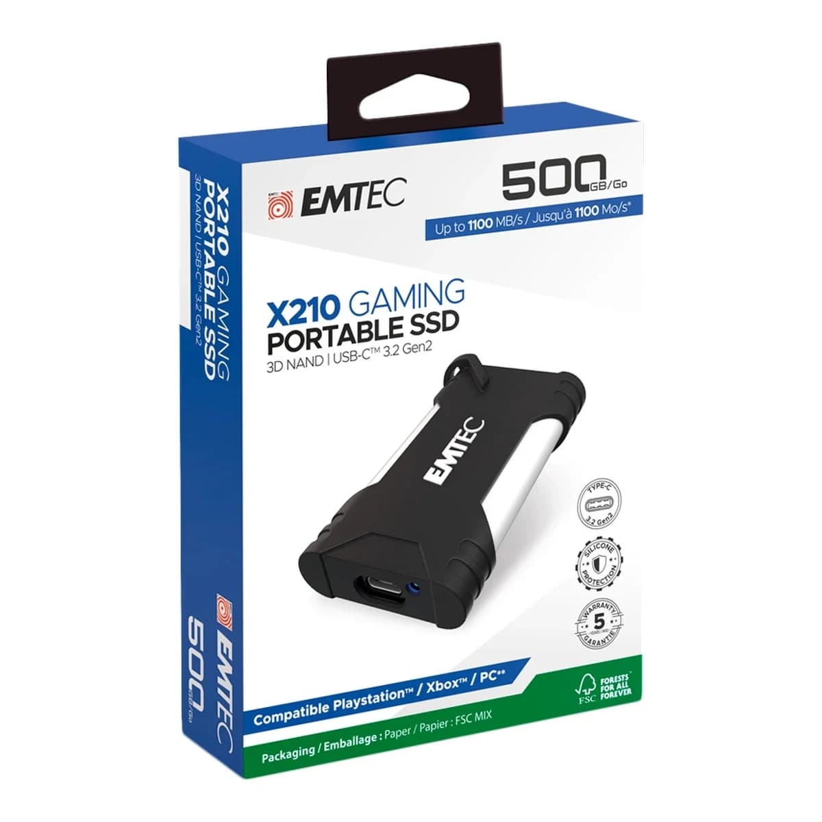 EMTEC Eksterni SSD X210G Portable, 500GB, Gaming, USB-C 3.2 Gen2