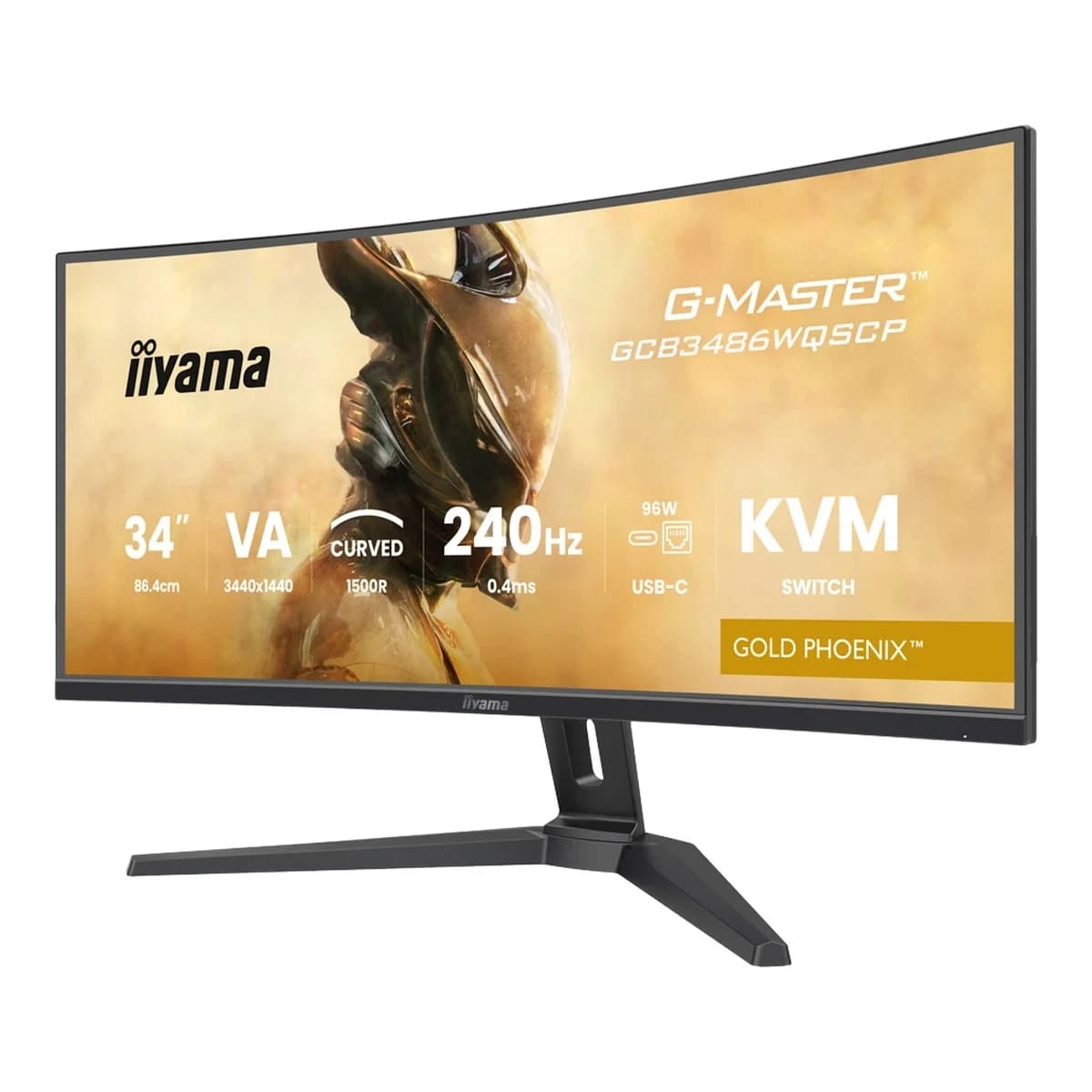 IIYAMA Monitor Gaming GCB3486WQSCP-B1 G-Master Gold Phoenix 34" UWQHD, VA Panel, 240Hz, 0.4ms, Zakrivljeni, USB-C Dock, HDR400, FreeSync Premium