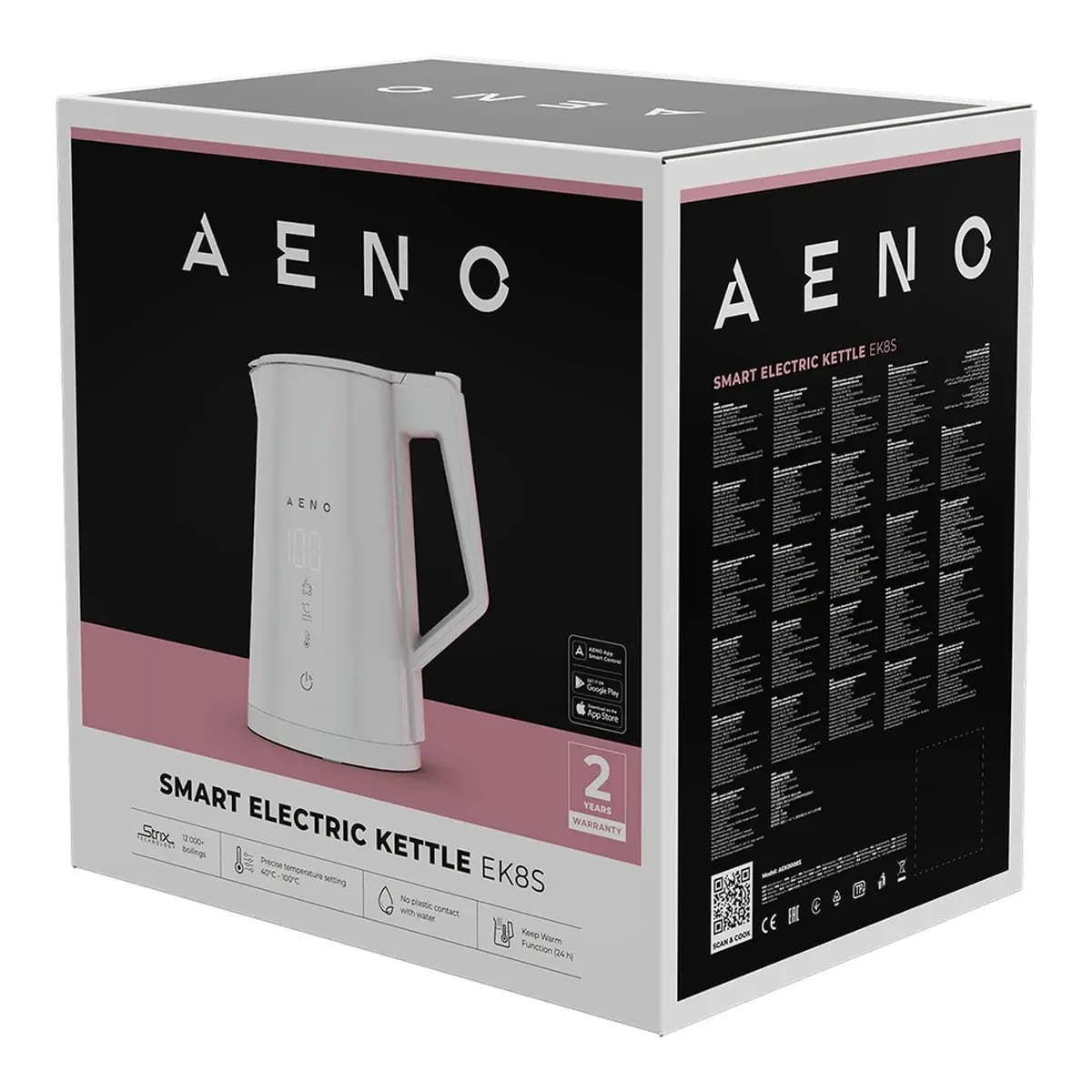 AENO Pametno Kuhalo EK8S, 1.7L, 2200W, Wi-Fi App Control, Strix kontroler, Bijelo