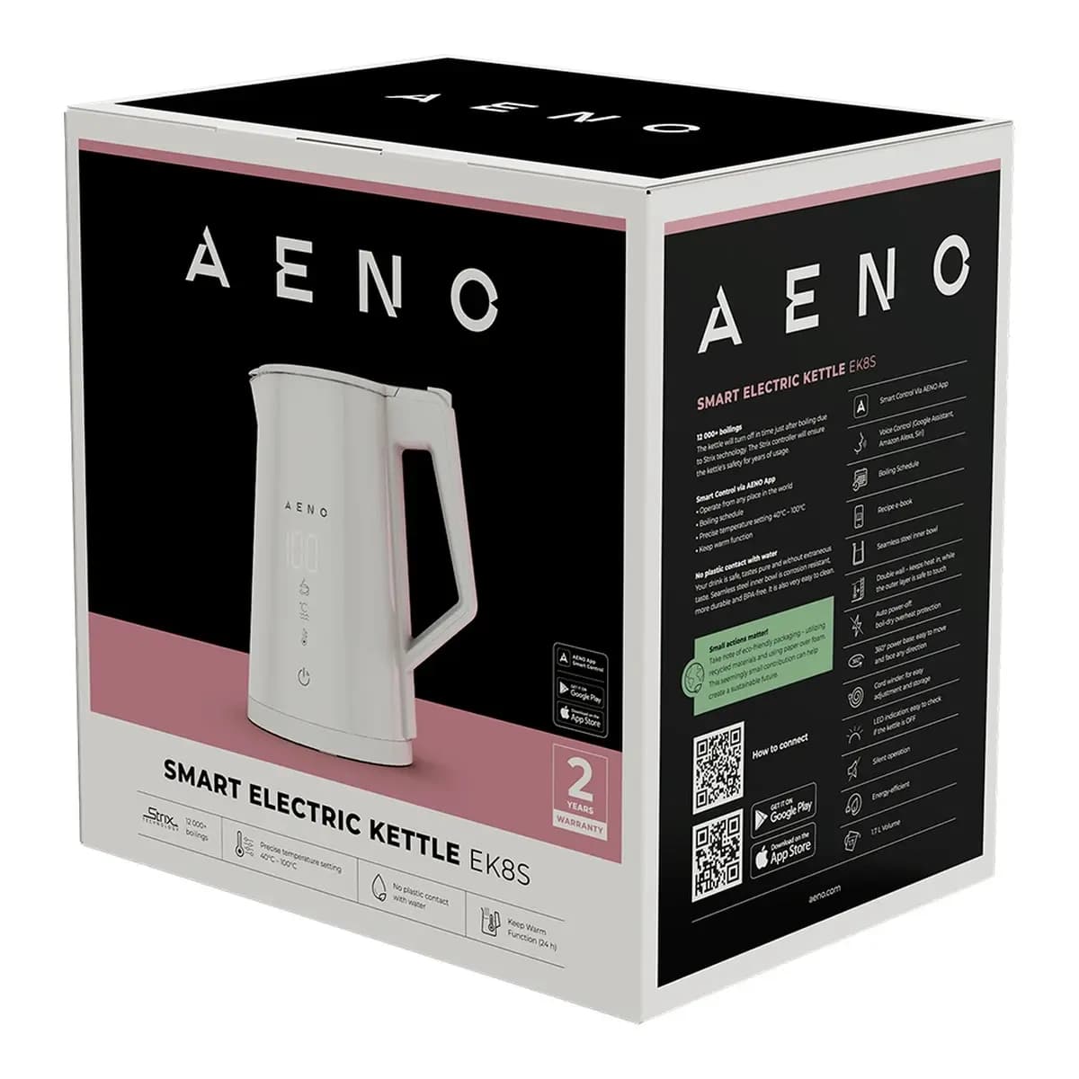 AENO Pametno Kuhalo EK8S, 1.7L, 2200W, Wi-Fi App Control, Strix kontroler, Bijelo