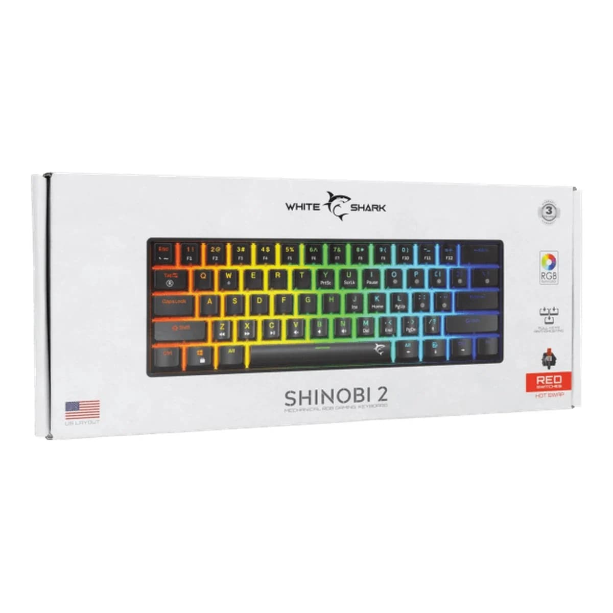 White Shark TASTATURA GK-004111 SHINOBI-2 Crna - Mehanička/ US RED SW.