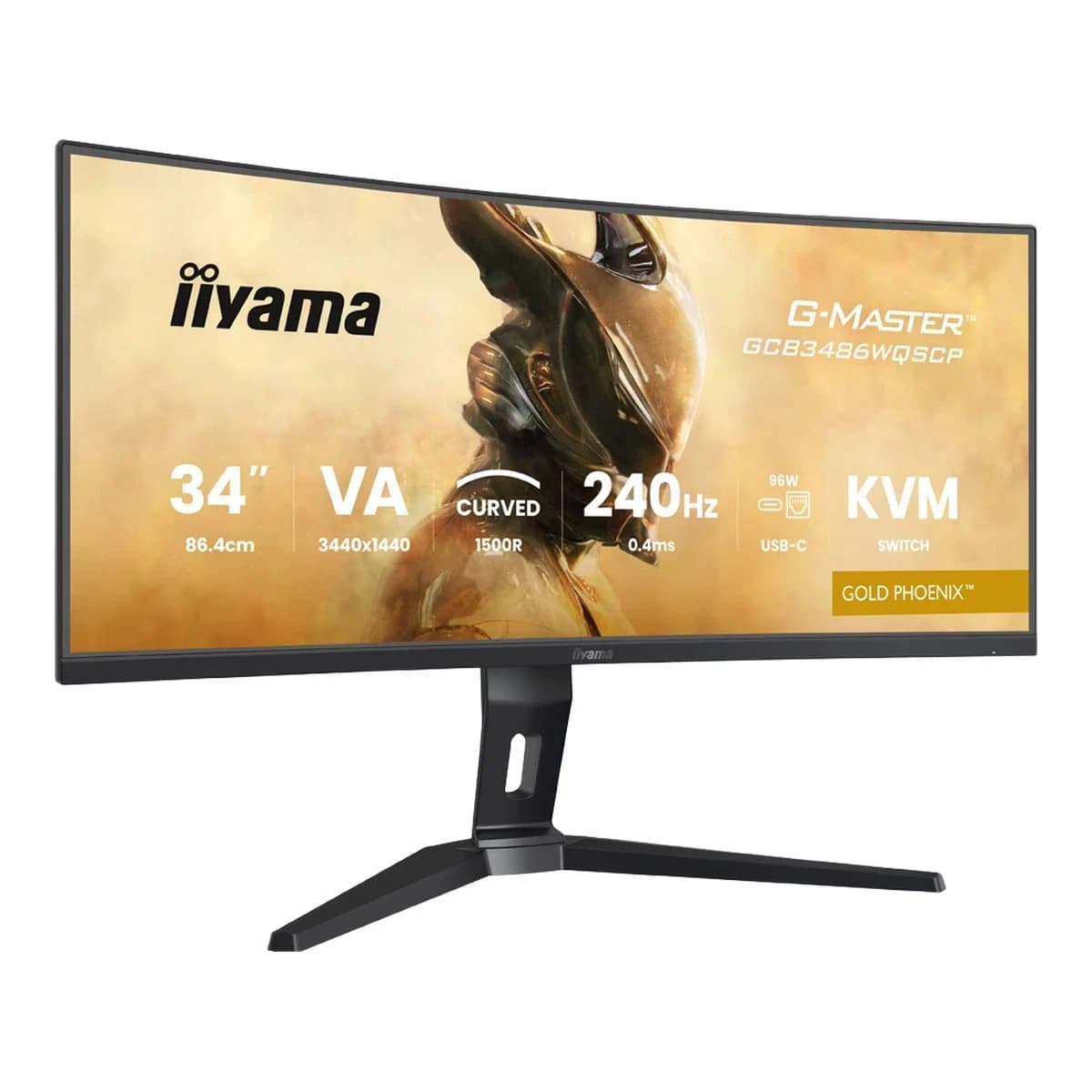 IIYAMA Monitor Gaming GCB3486WQSCP-B1 G-Master Gold Phoenix 34" UWQHD, VA Panel, 240Hz, 0.4ms, Zakrivljeni, USB-C Dock, HDR400, FreeSync Premium