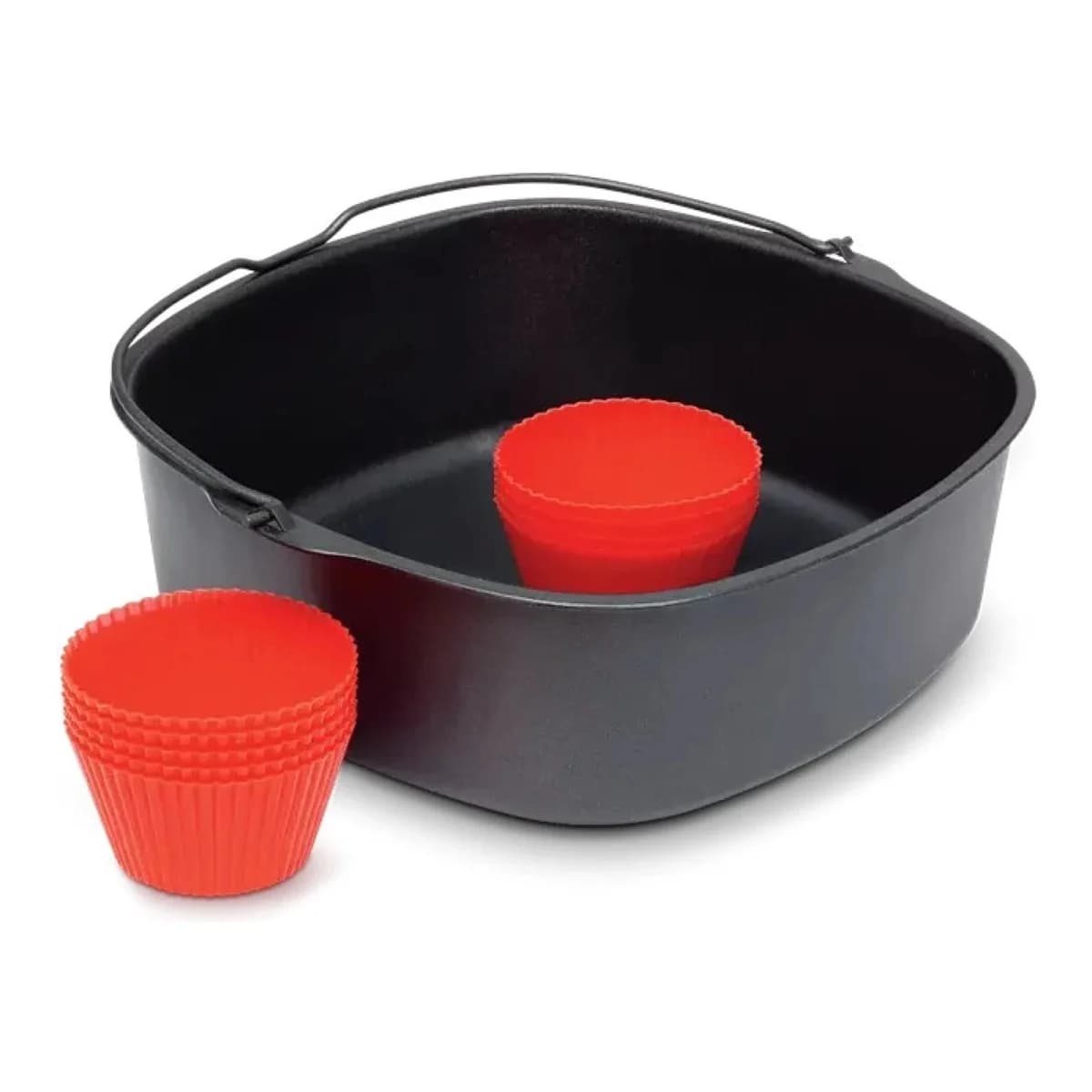 PHILIPS Dodatak za fritezu HD9945/01 XL, Kalupi za muffine, Silikon, 7 komada, Crno/Crveno