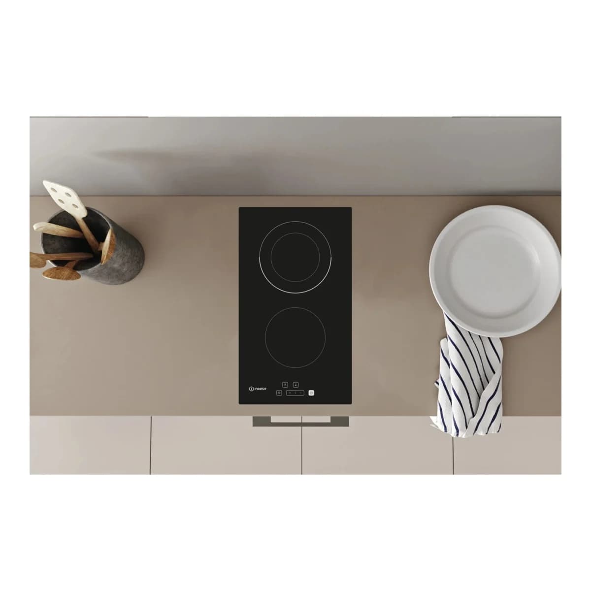INDESIT Ugradbena ploča IRD 2030 B, Domino, Staklokeramika, 2 zone, Crna