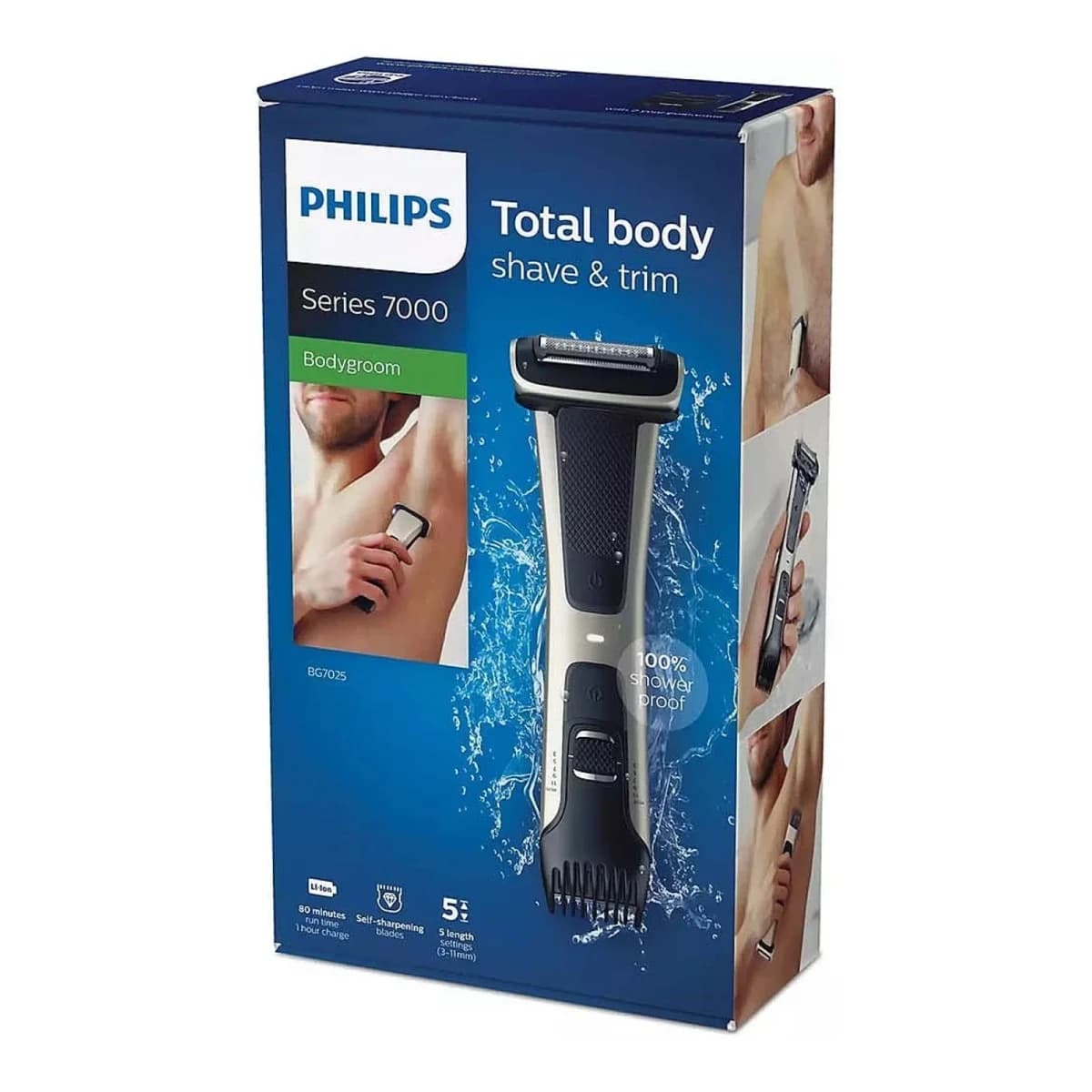 PHILIPS Aparat za njegu tijela BG7025/15, Serija 7000, Vodootporan, 80 min rada, Dvostrana glava