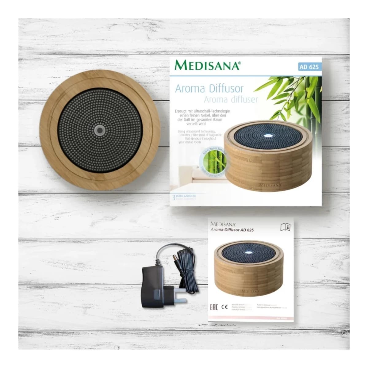 MEDISANA Aroma difuzer AD625, Ultrazvučna tehnologija, Drveni dizajn, LED osvjetljenje