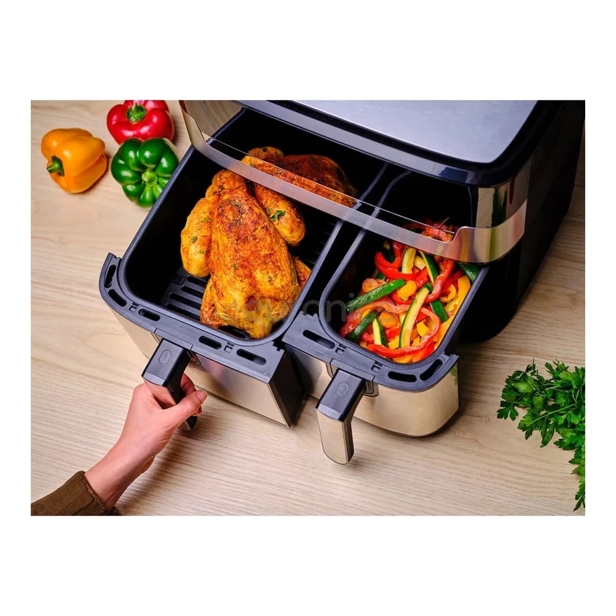 TEFAL Friteza na vrući zrak EY905D10, Dupla košara, 8.3 L, Nehrđajući čelik