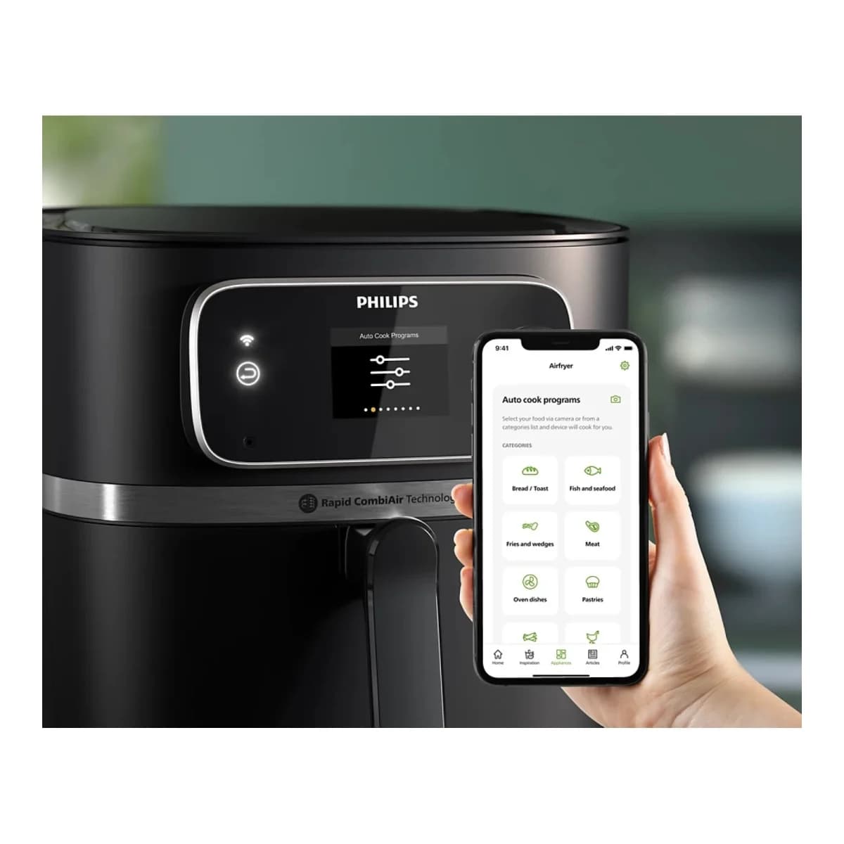 PHILIPS Friteza na vrući zrak HD9880/90, Airfryer Combi XXL, 8.3L, 2200W, NutriU aplikacija