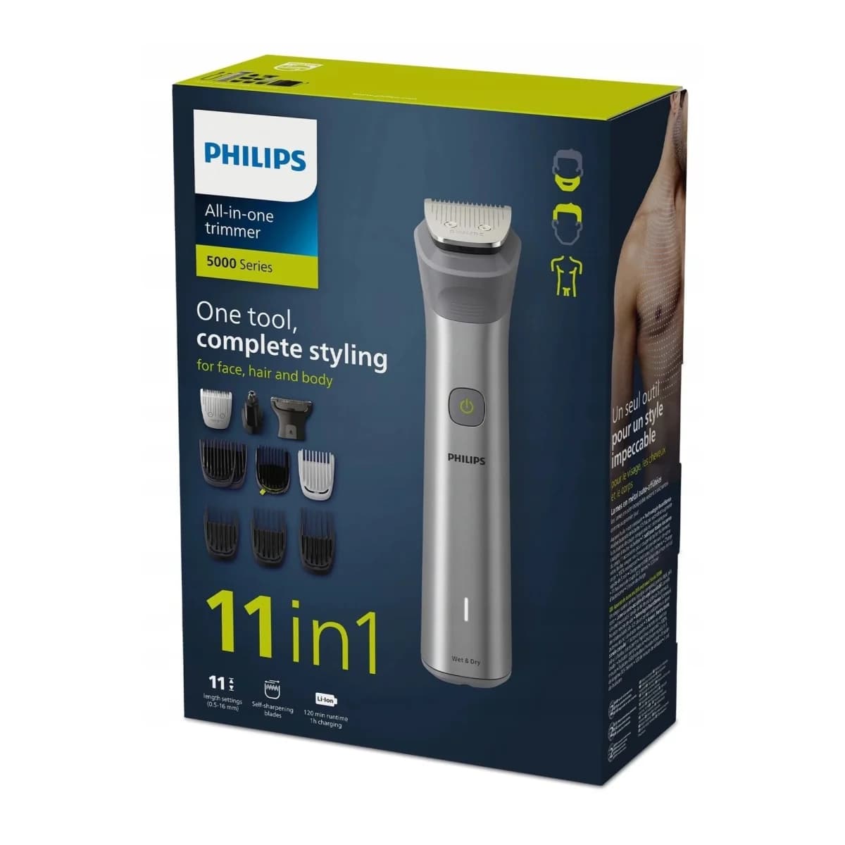 PHILIPS Trimer za bradu i kosu MG593015, Set 11 u 1, Srebrni, Vodootporan