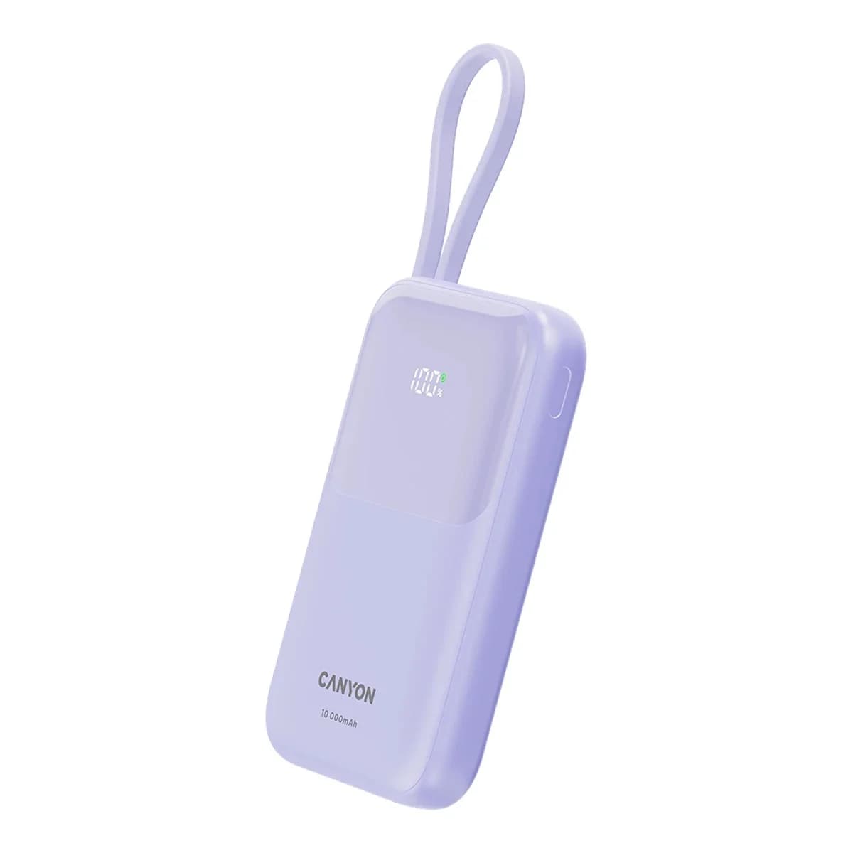 CANYON Power Bank OnPower 101, 10000 mAh, PD 22.5W, Built-in Type-C Cable, LCD Display, Purple