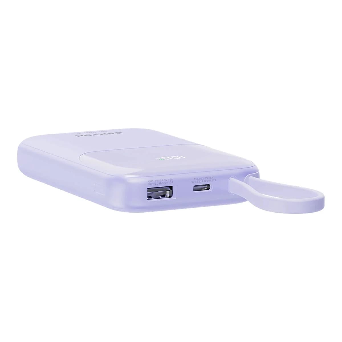 CANYON Power Bank OnPower 101, 10000 mAh, PD 22.5W, Built-in Type-C Cable, LCD Display, Purple