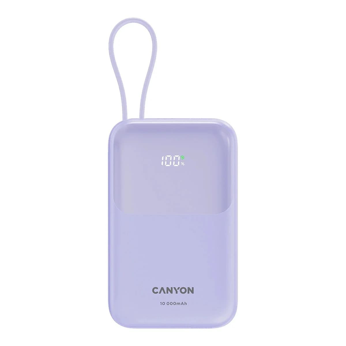 CANYON Power Bank OnPower 101, 10000 mAh, PD 22.5W, Built-in Type-C Cable, LCD Display, Purple