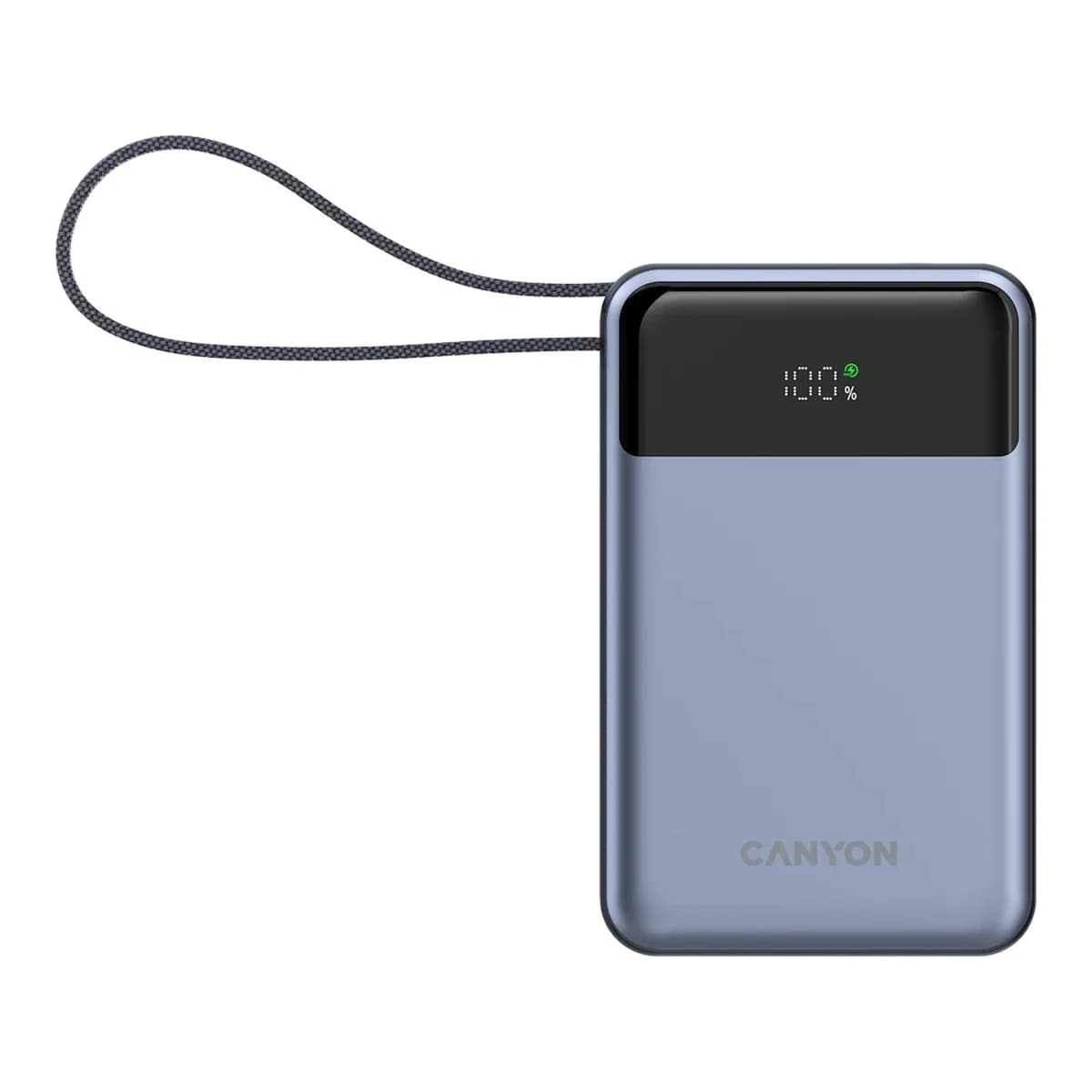 CANYON Power Bank OnPower 600, 20000 mAh, PD 65W, Ugrađen Type-C kabel, Digitalni zaslon, Tamno sivi