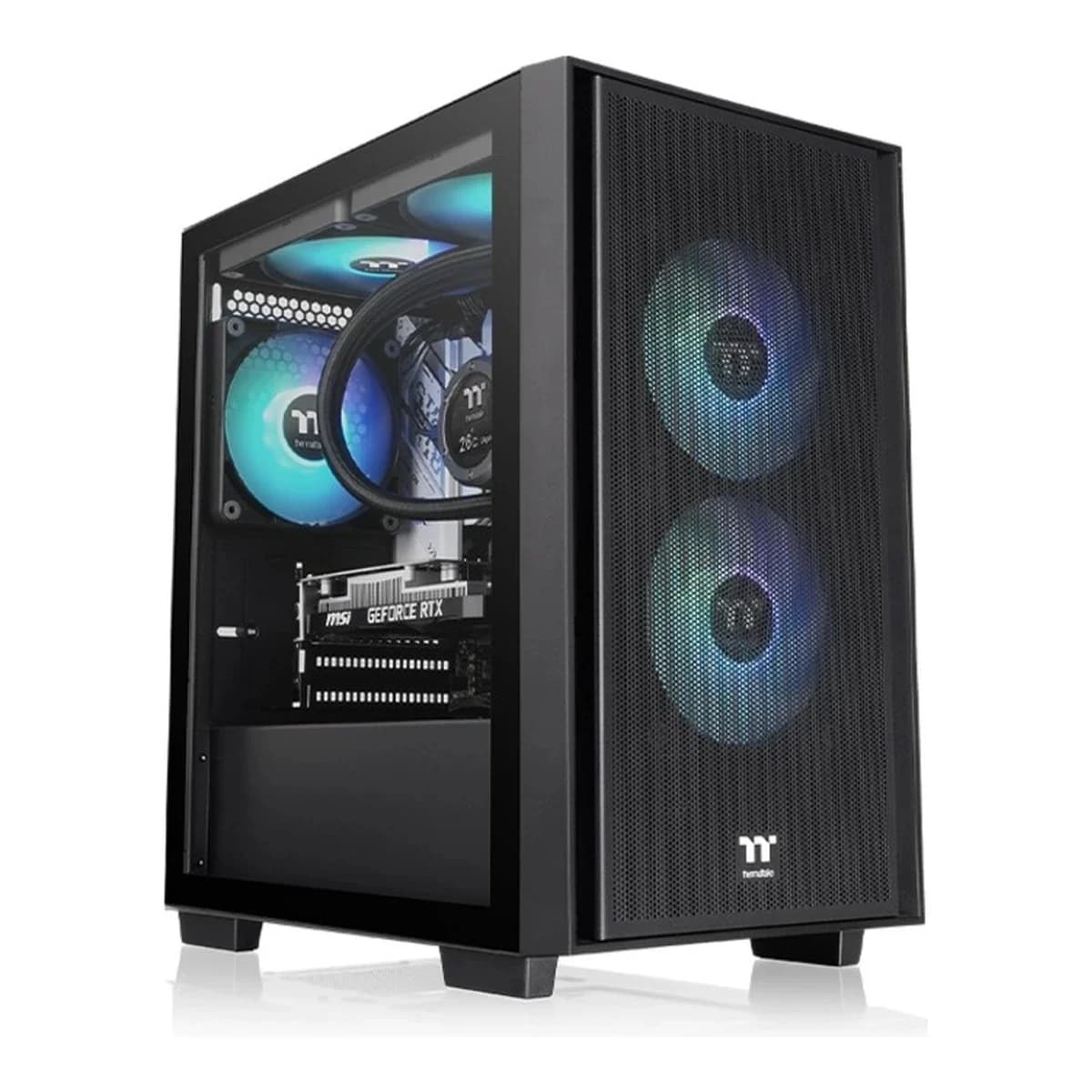 THERMALTAKE Kuciste Versa H16 TG ARGB, Micro Tower mATX, Crno, Kaljeno staklo, 3x 120mm ARGB fans