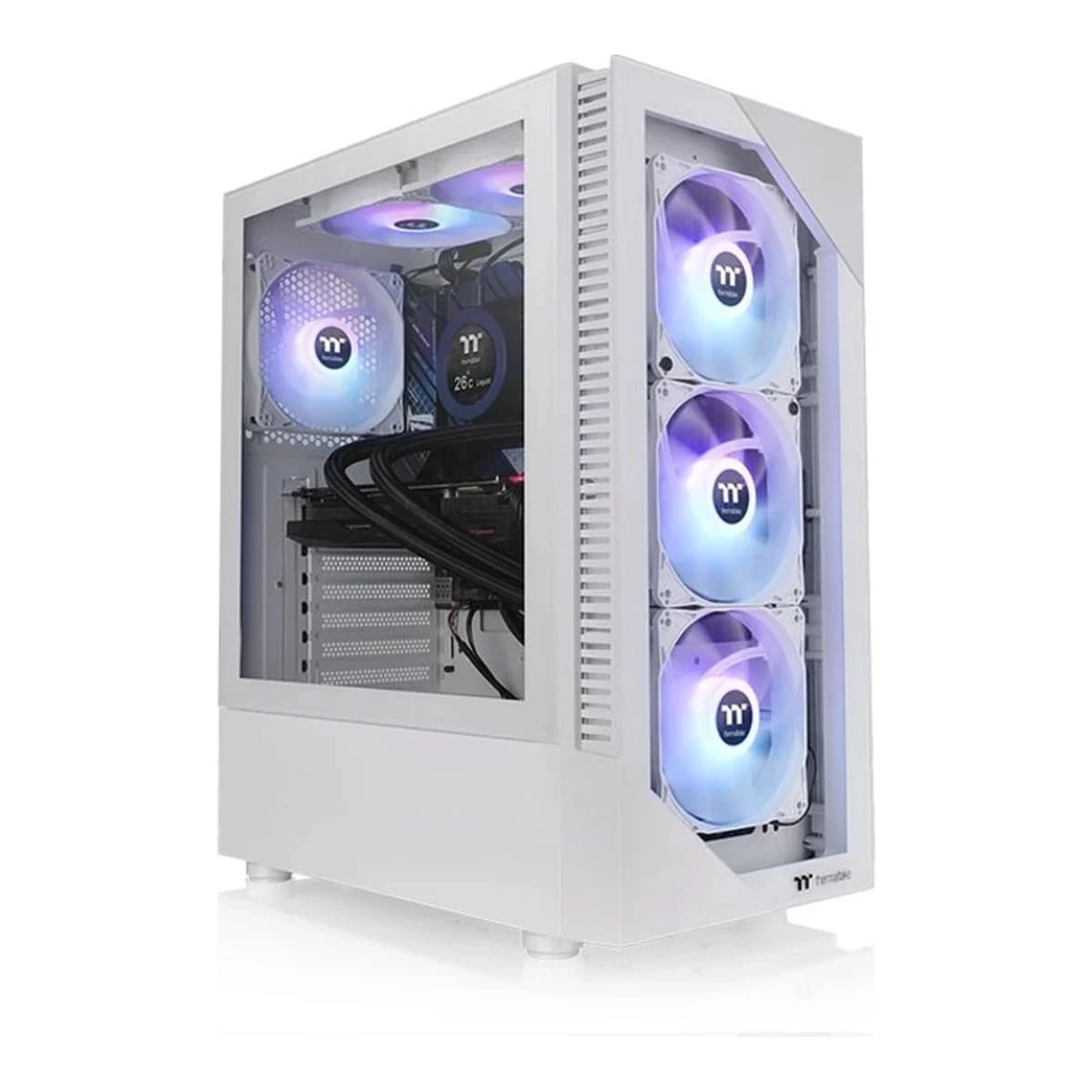 THERMALTAKE Kuciste View 200 ARGB Snow, Mid Tower, Bijelo, Tempered Glass, 3x 120mm ARGB Lite fan