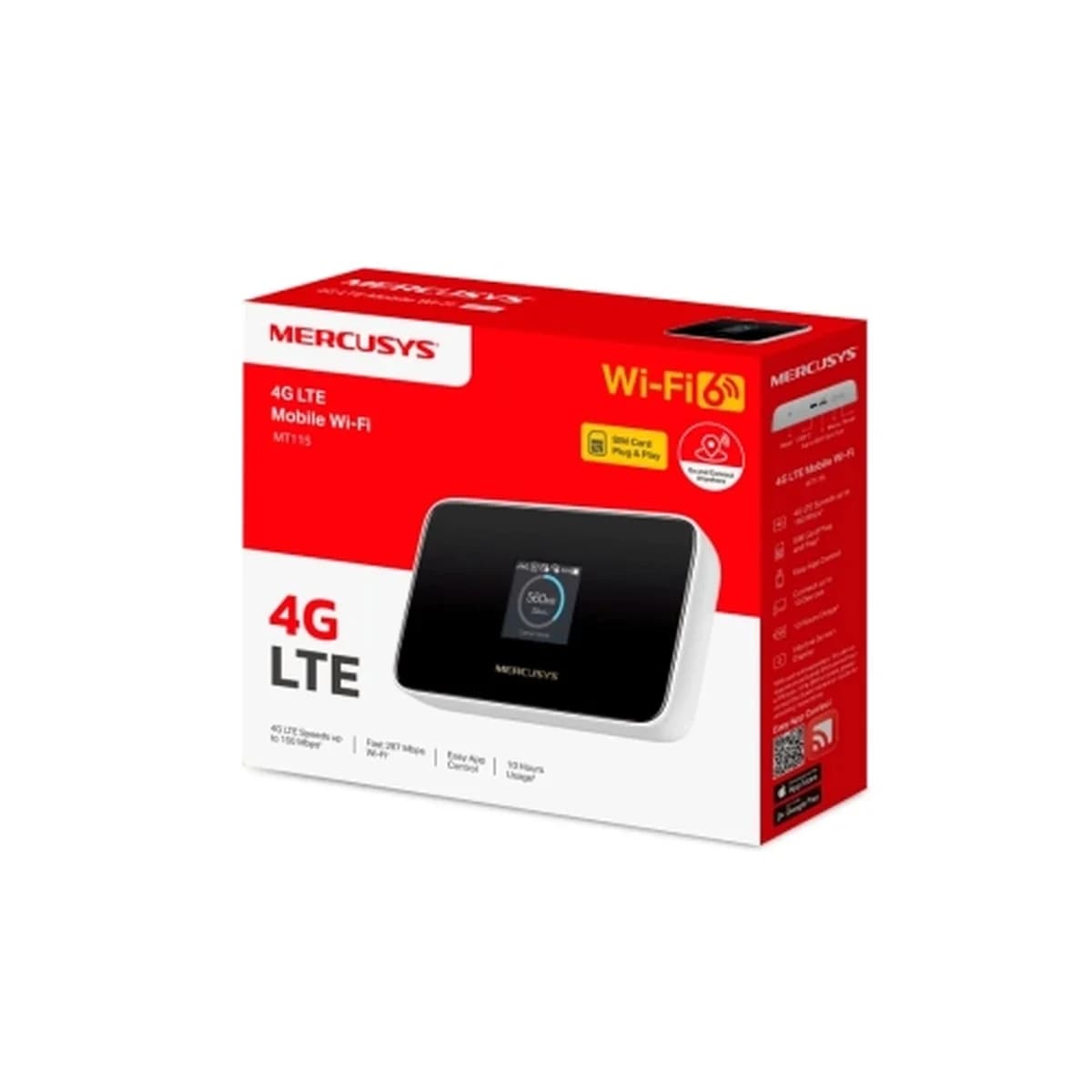 MERCUSYS Router WiFi 4 4G LTE MT115, Mobile Wi-Fi, 1.44" TFT Display, WPA2-PSK