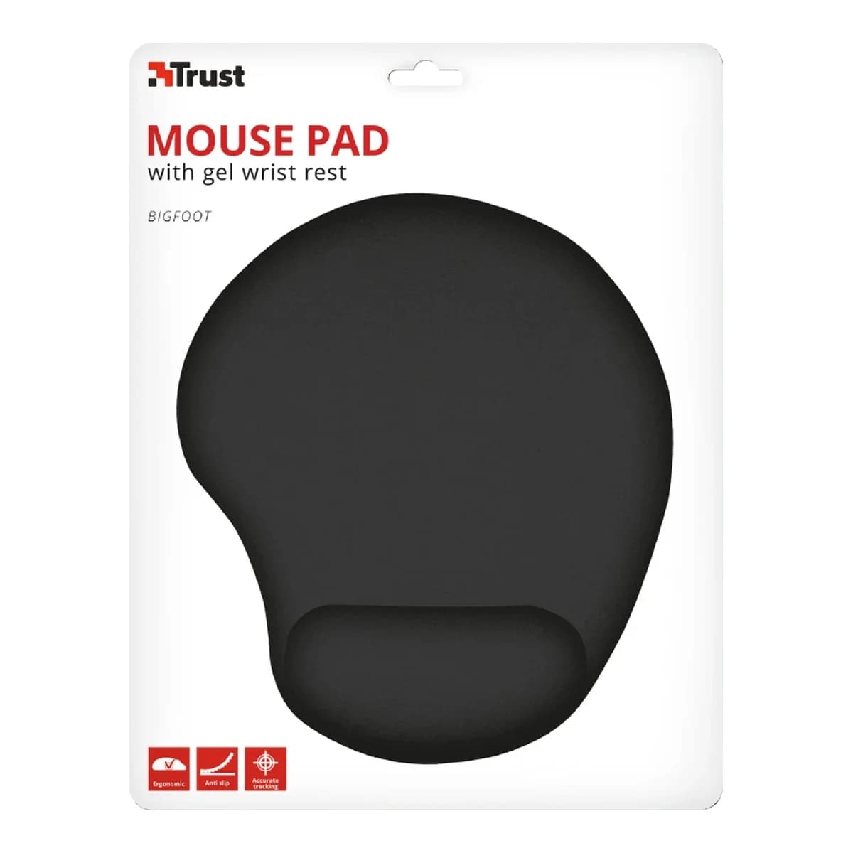 TRUST Podloga za miš Big-Foot, Ergonomska, Gel oslonac za zglob, Crna