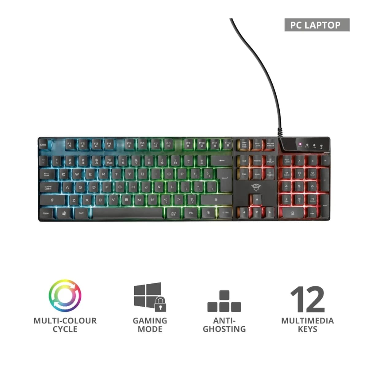 TRUST Tastatura Gaming GXT 835 Azor Illuminated, USB, QWERTY, RGB