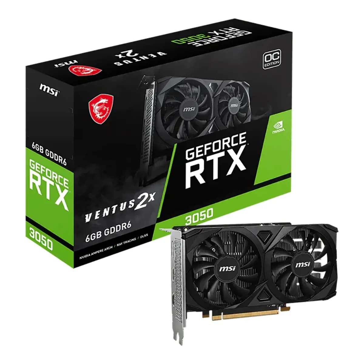 MSI Graficka GeForce RTX 3050 Ventus 2X E 6G OC 6GB, GDDR6, 2xHDMI/DP