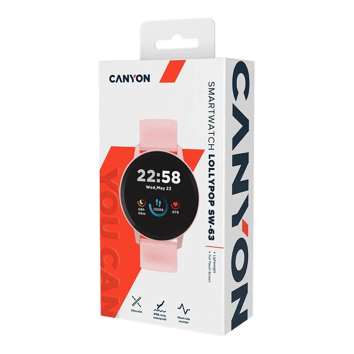 CANYON Pametni Sat Lollypop SW-63 42mm IPS, Bluetooth 5.0, Multi-sport, IP68, Pink