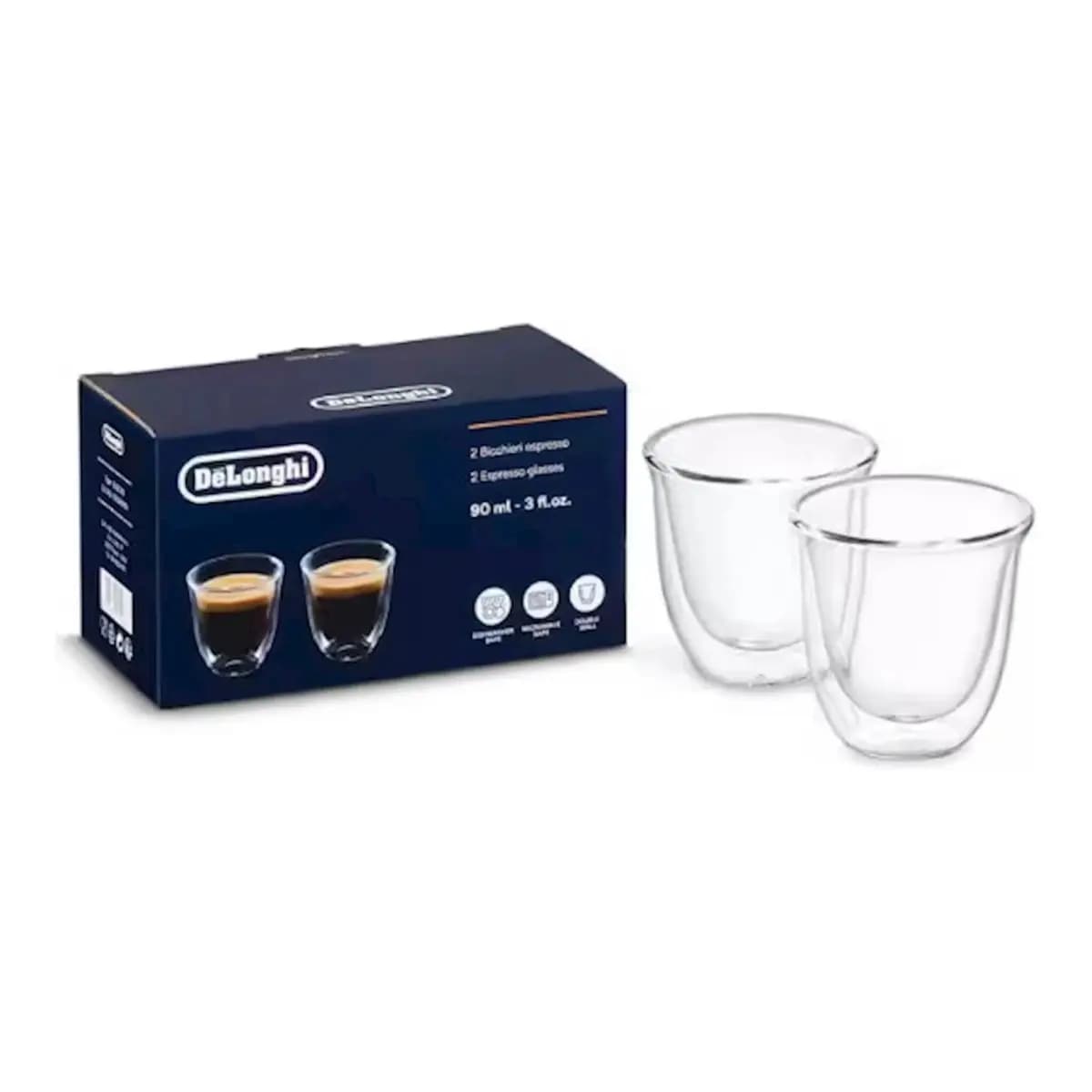 DELONGHI Šoljice za espresso DLSC310, 2 komada, 90ml, Borosilikatno staklo, Dvostruka stijenka