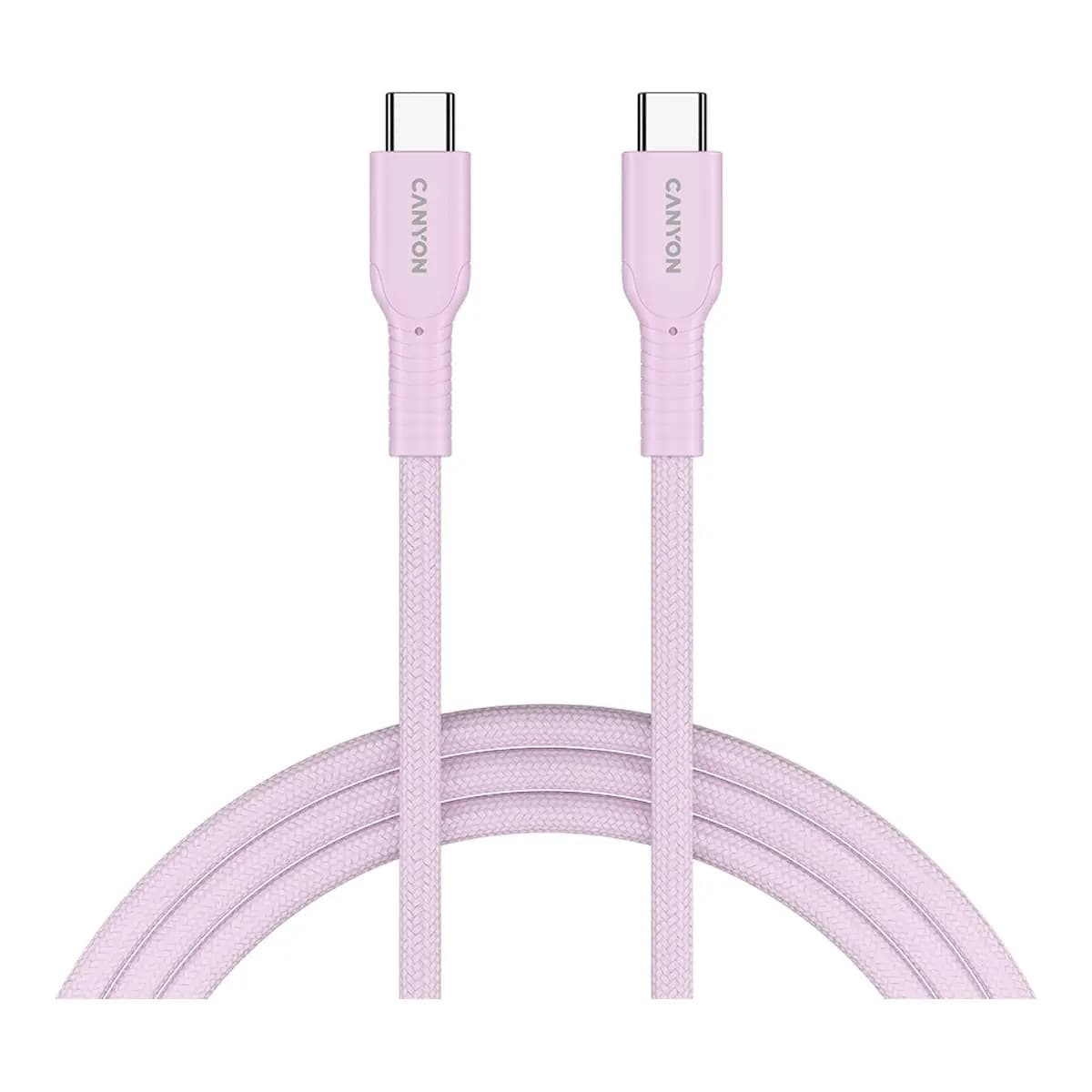 CANYON Kabl USB-C na USB-C 1m OnWire 60CL 60W, Braided, Pink