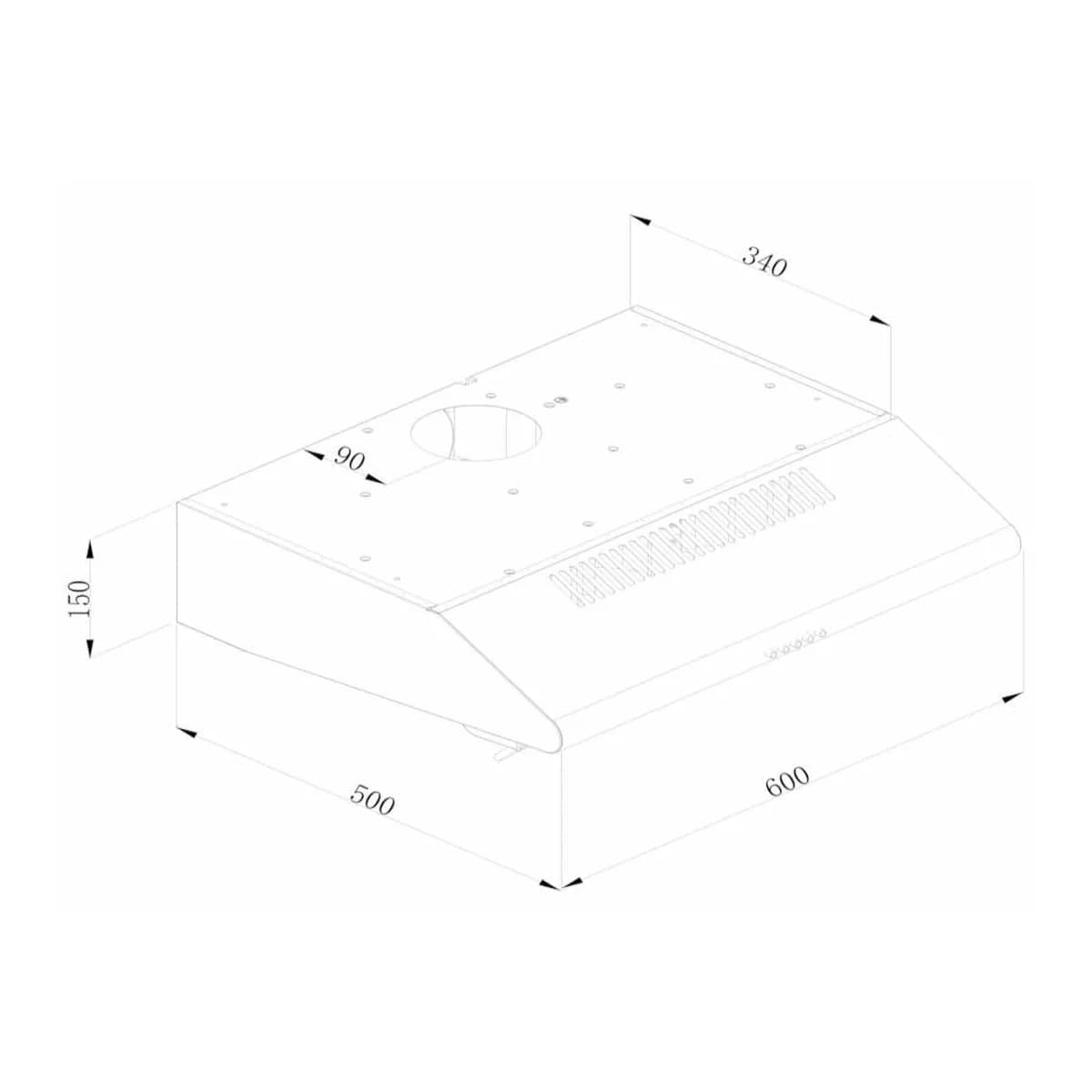 TESLA Aspirator DB600AB, 60cm, 350m3/h, 2 motora, LED osvjetljenje, Crna