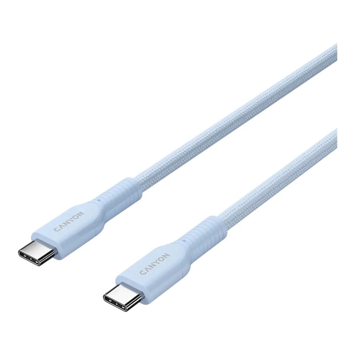 CANYON Kabl USB-C na USB-C 1m OnWire 60CL 60W Braided, Light Blue