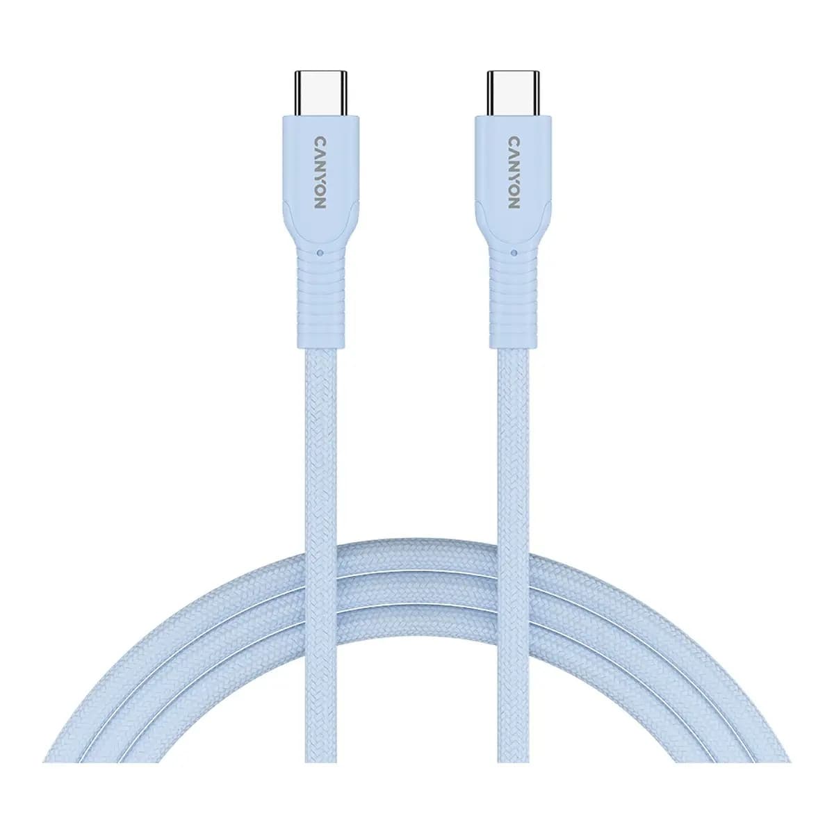 CANYON Kabl USB-C na USB-C 1m OnWire 60CL 60W Braided, Light Blue