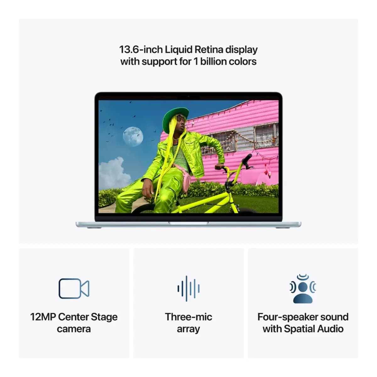 APPLE Laptop MacBook Air 13" Apple M5 (10C CPU/8C GPU), 512GB SSD, 16GB RAM, macOS, Sky Blue, Apple 8-core GPU