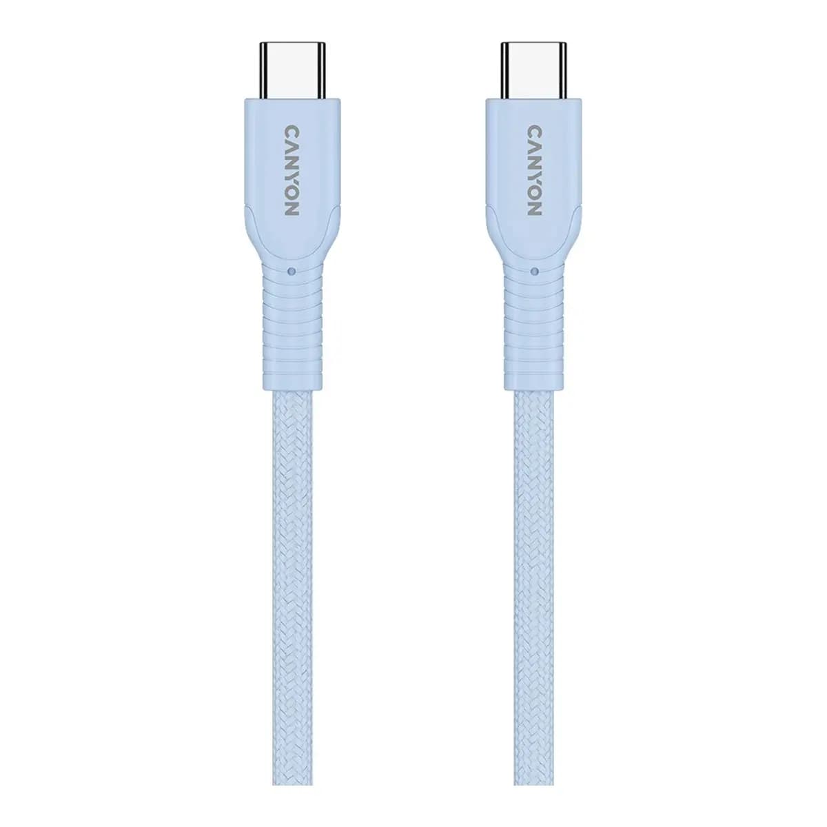 CANYON Kabl USB-C na USB-C 1m OnWire 60CL 60W Braided, Light Blue