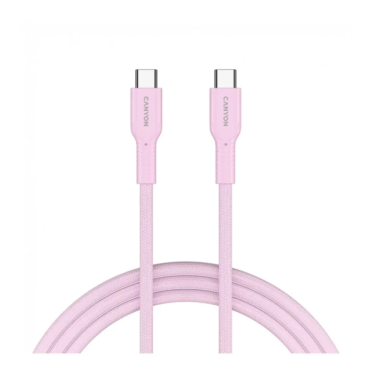 CANYON Kabl USB-C na USB-C 1m OnWire 60CL 60W, Braided, Pink