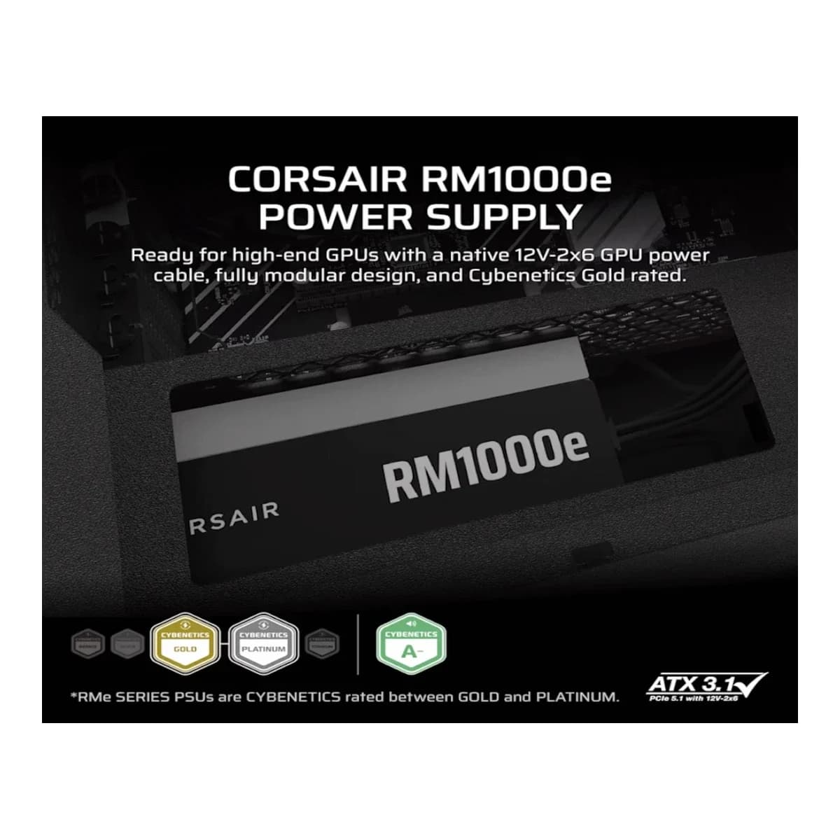 CORSAIR Napajanje 1000W RM1000e, 80+ Gold, Full Modular