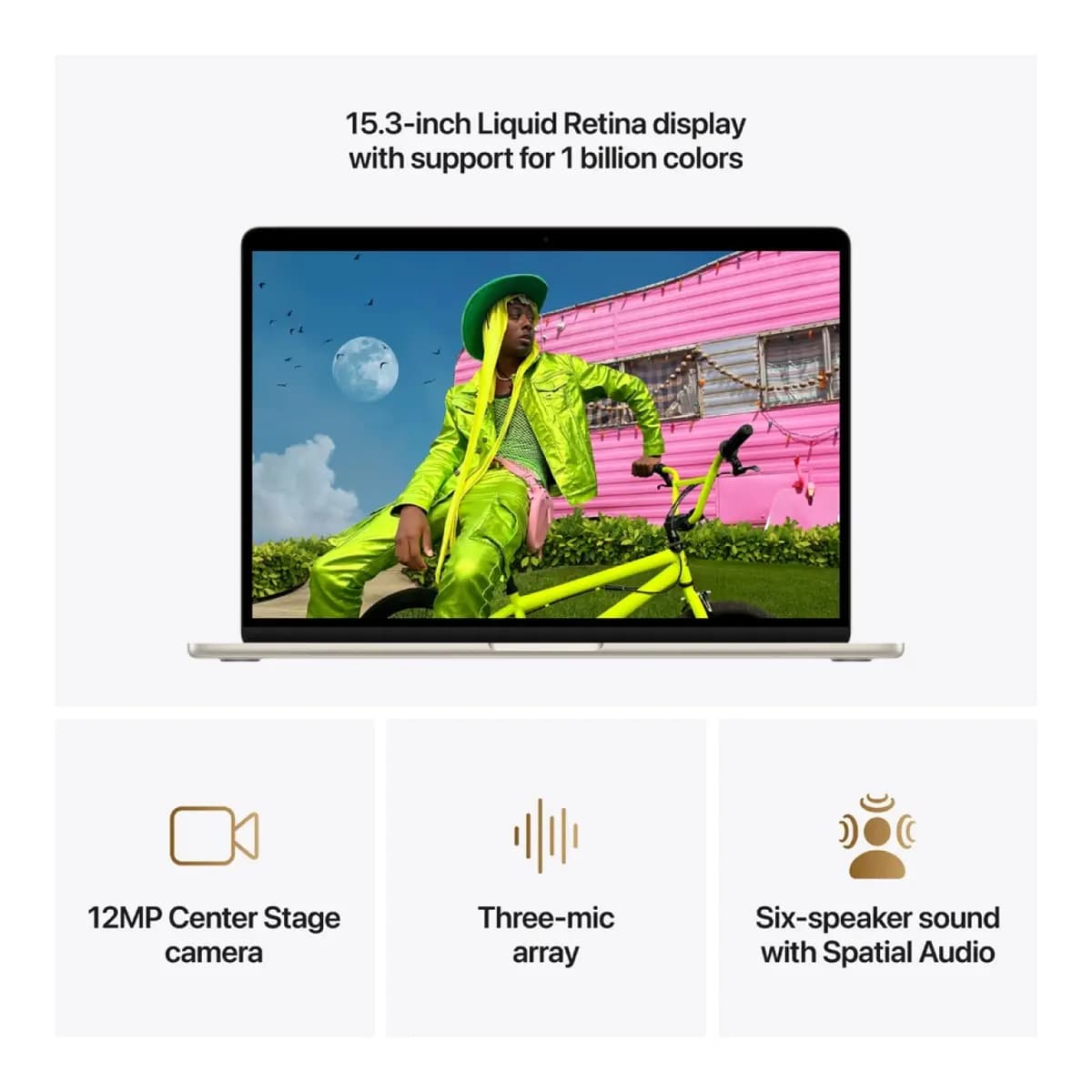 APPLE Laptop MacBook Air 15 (Model A3448) 15.3" Apple M5 Chip 10C CPU, 512GB SSD, 16GB RAM, macOS, Starlight, 10C GPU