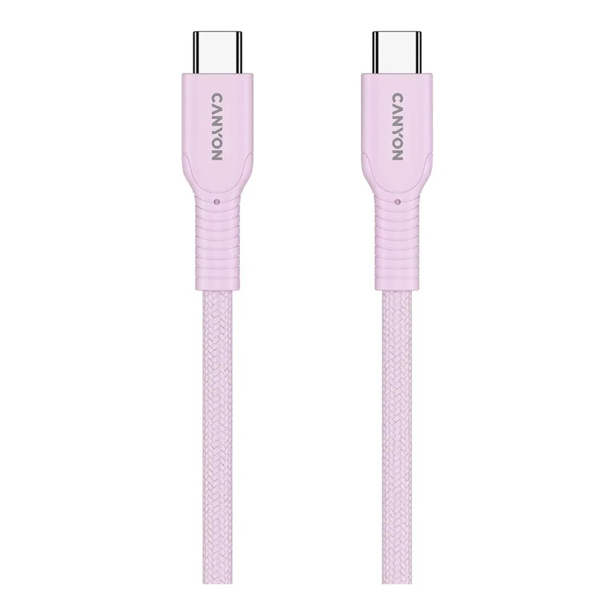 CANYON Kabl USB-C na USB-C 1m OnWire 60CL 60W, Braided, Pink